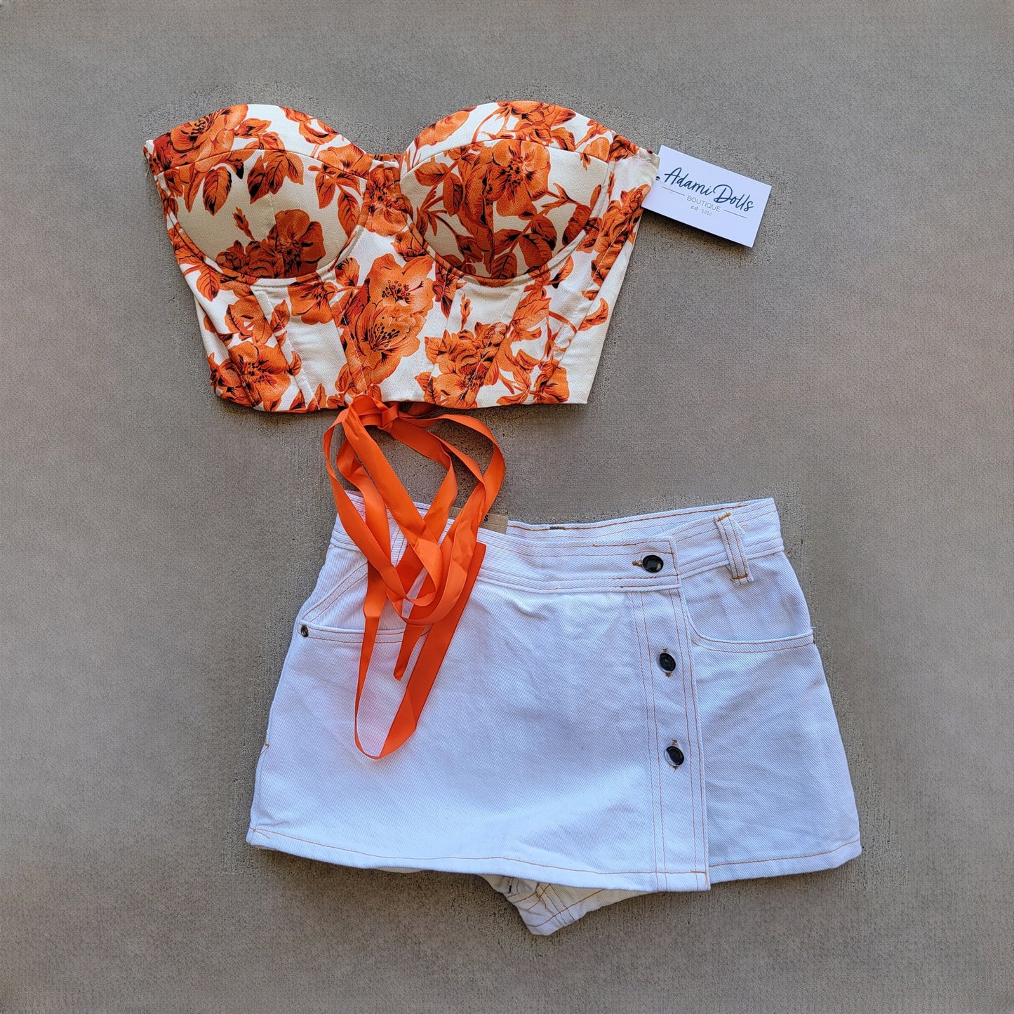 Cream - Denim Micro Skort