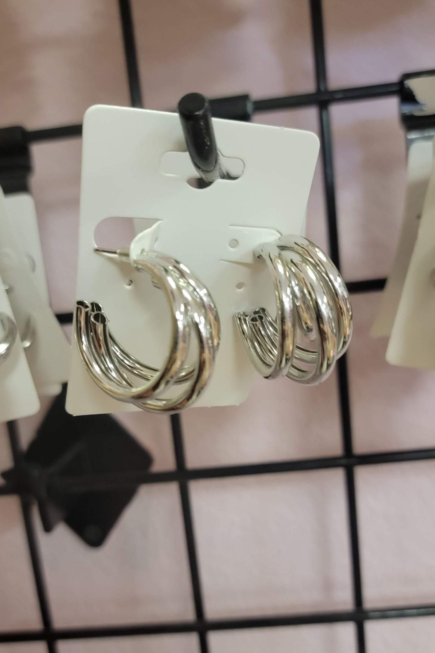 Silver - Triple Hoop Earrings