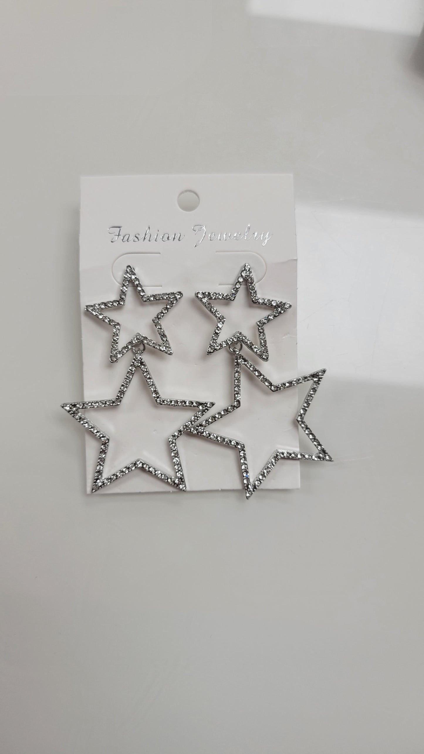 Rhinestone Stacked Stars Statement Earrings