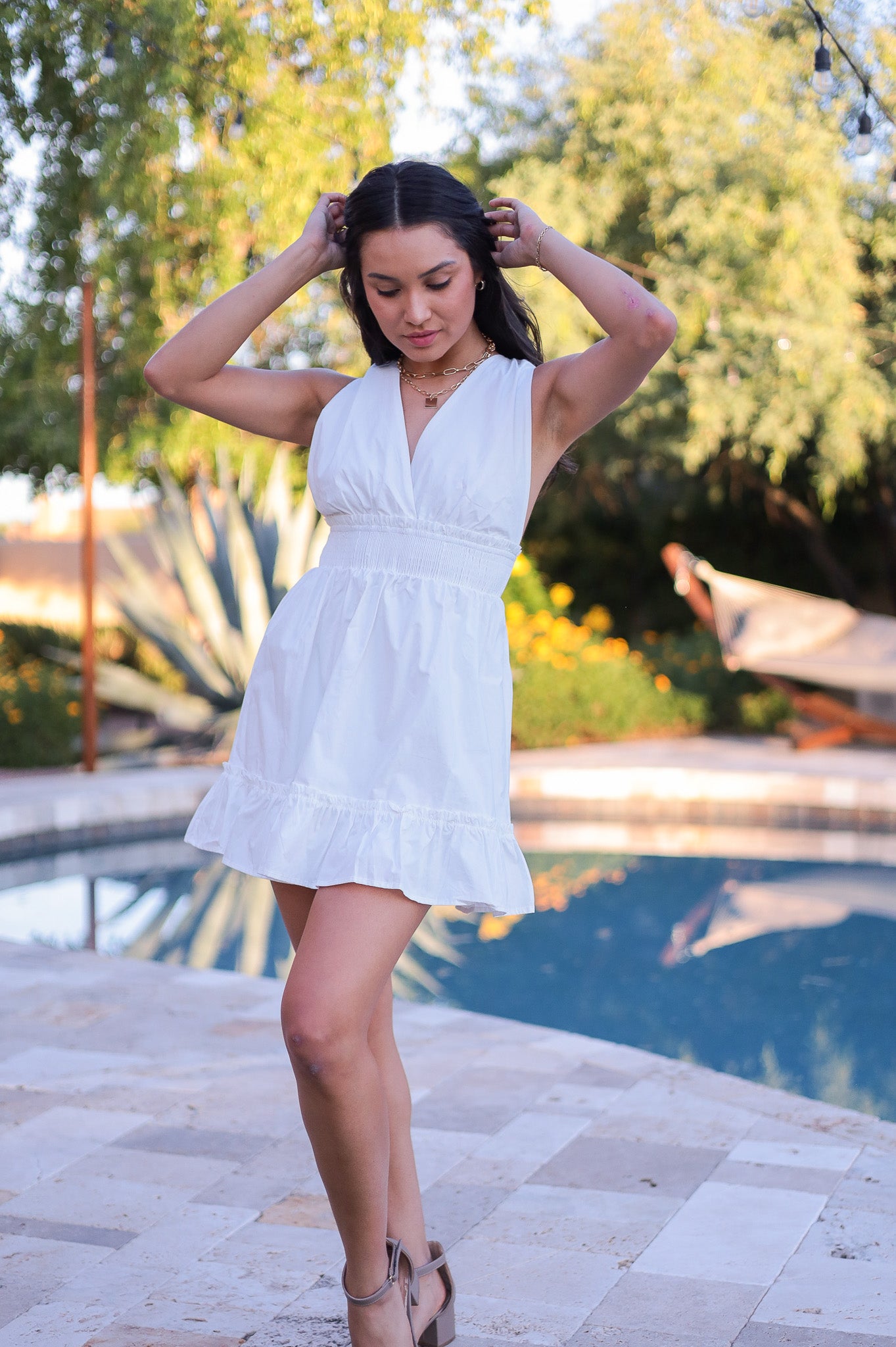 White - Evelyn Halter Dress