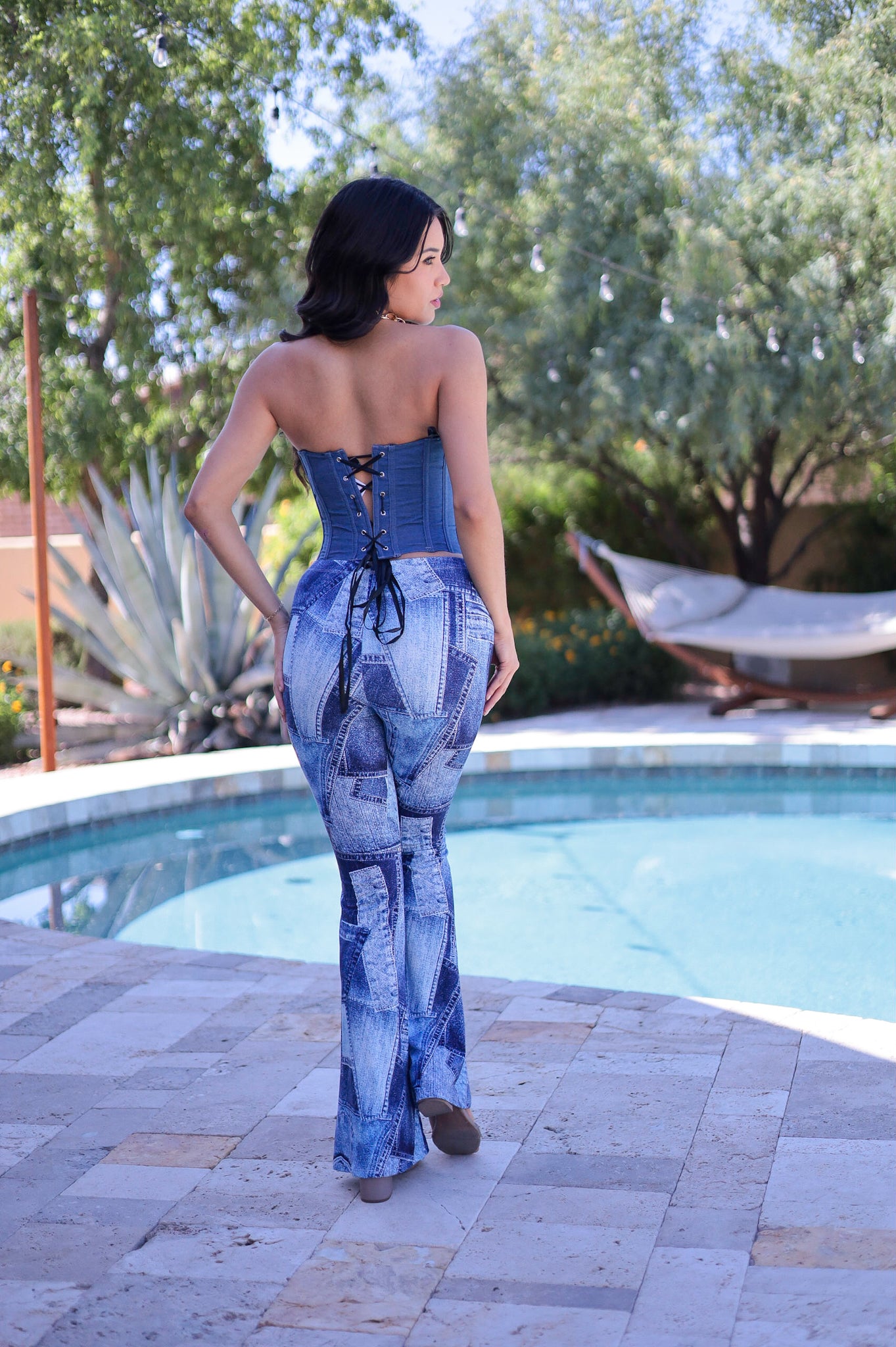 Denim Patchwork - Flare Bell Pants