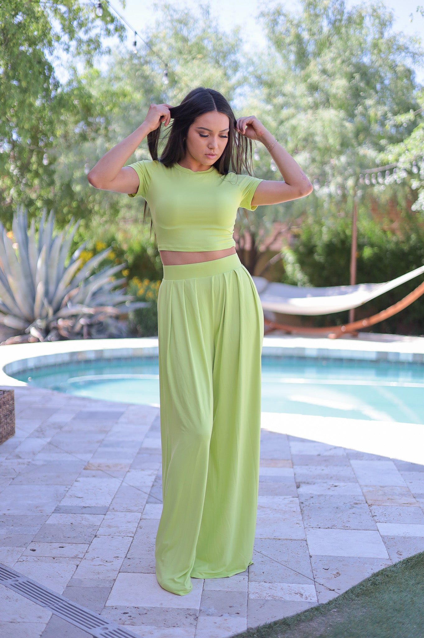 Lime - Balance Palazzo Pants Set