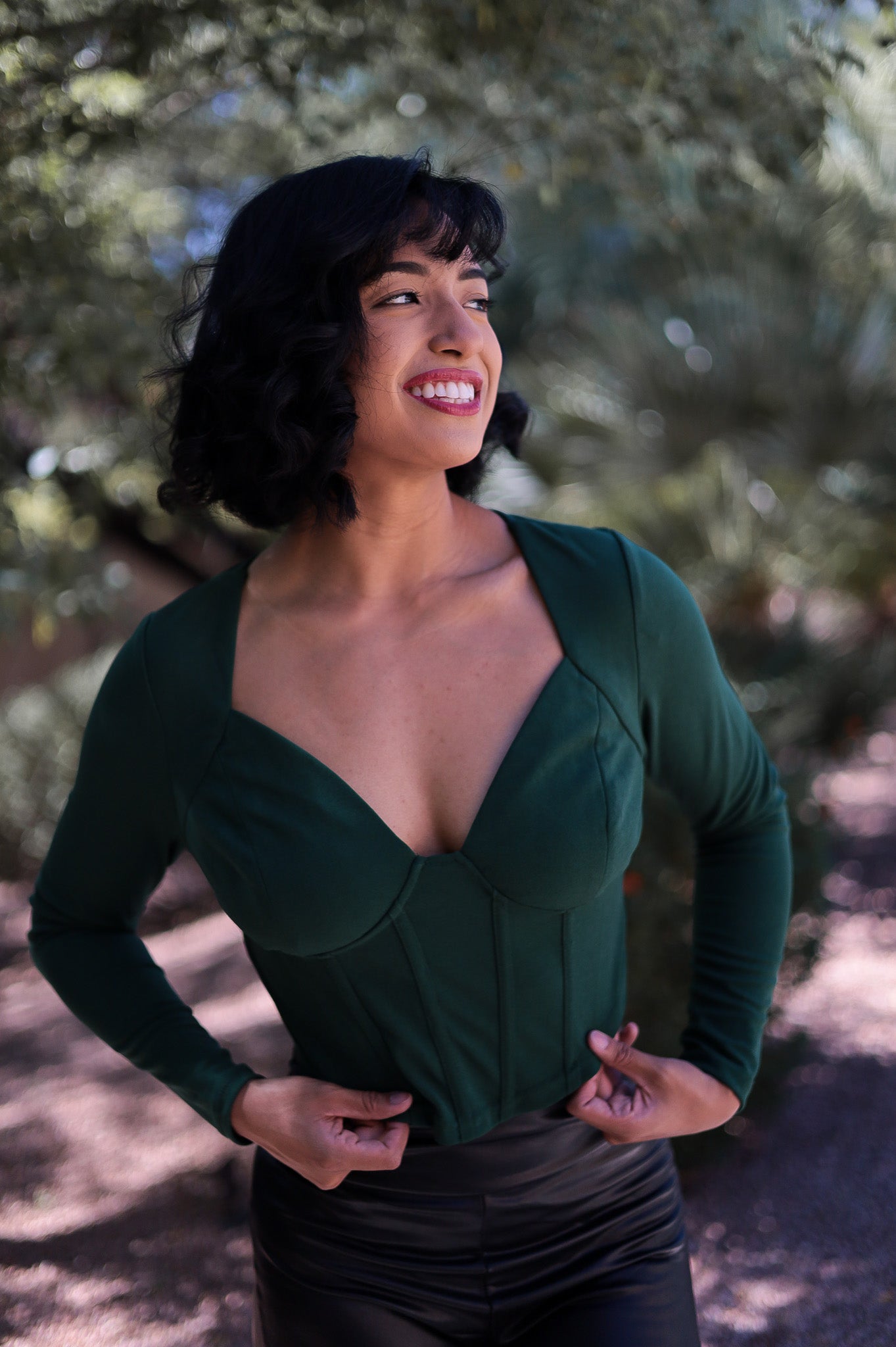 Green - Heaven Corset Bustier Long Sleeve Top
