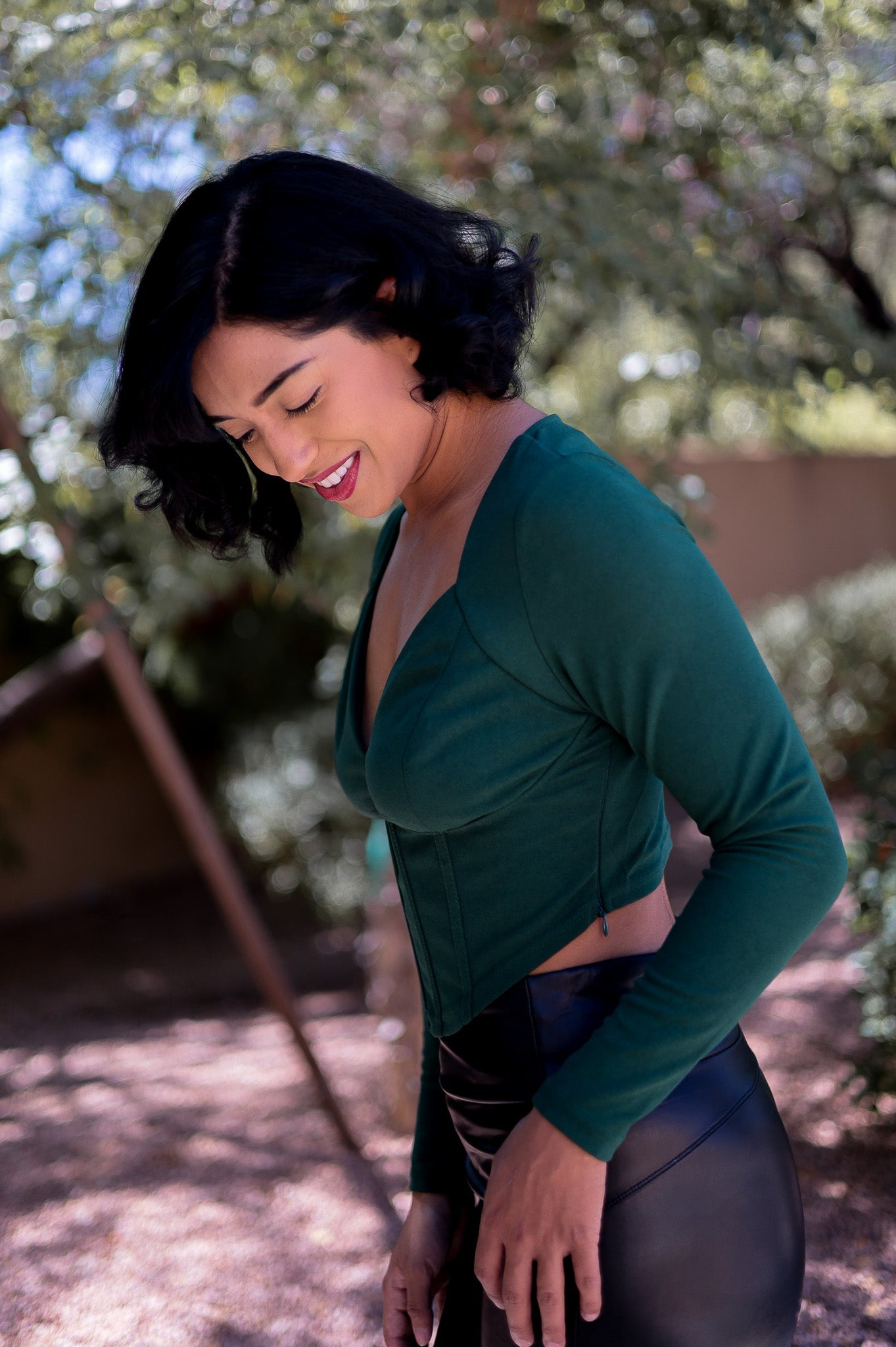 Green - Heaven Corset Bustier Long Sleeve Top
