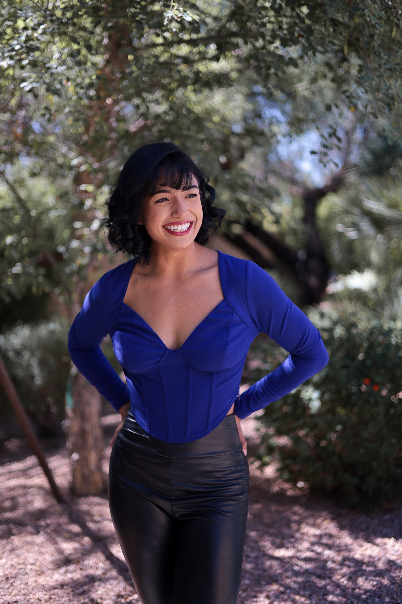Blue - Heaven Corset Bustier Long Sleeve Top