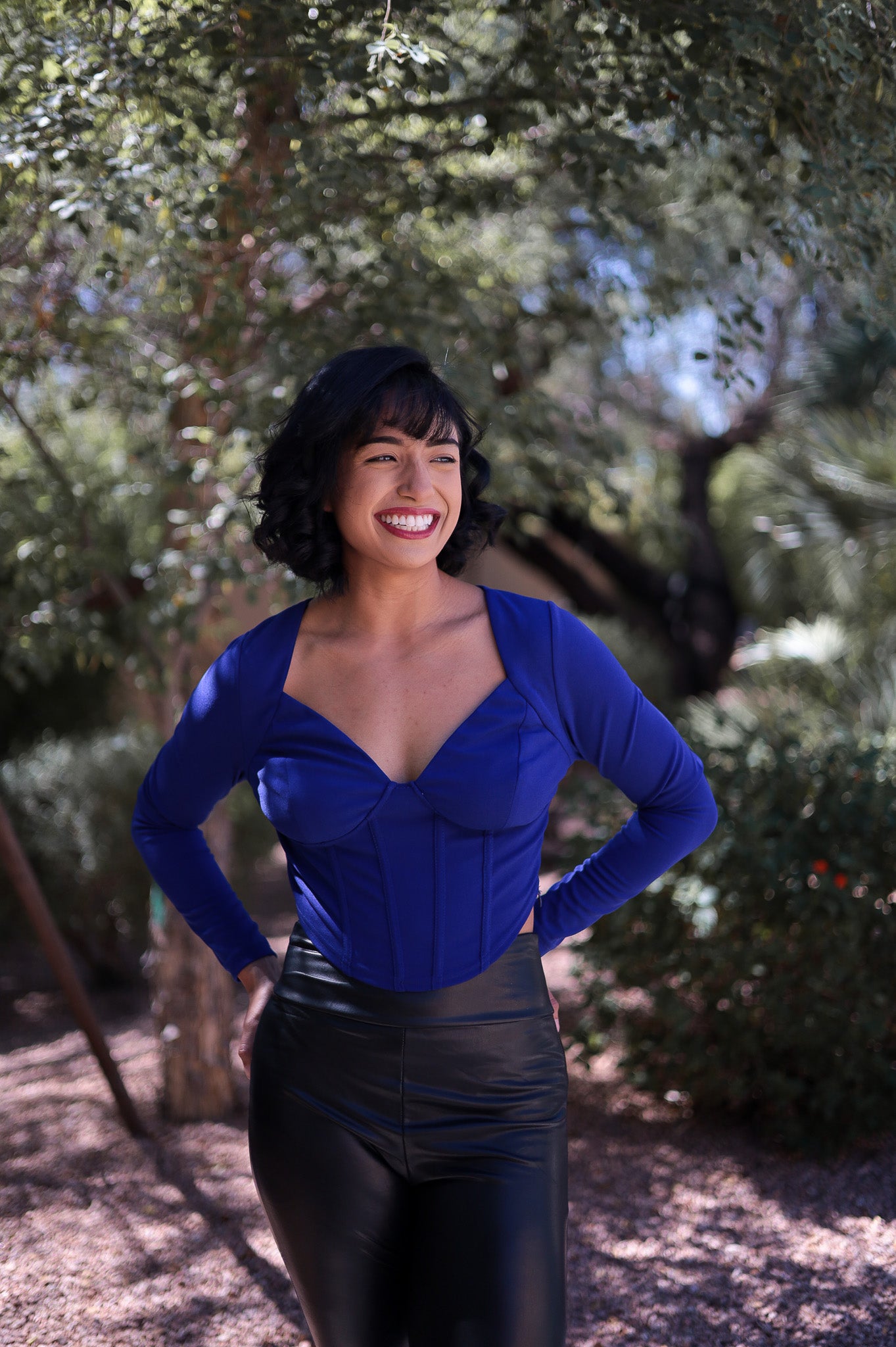 Blue - Heaven Corset Bustier Long Sleeve Top