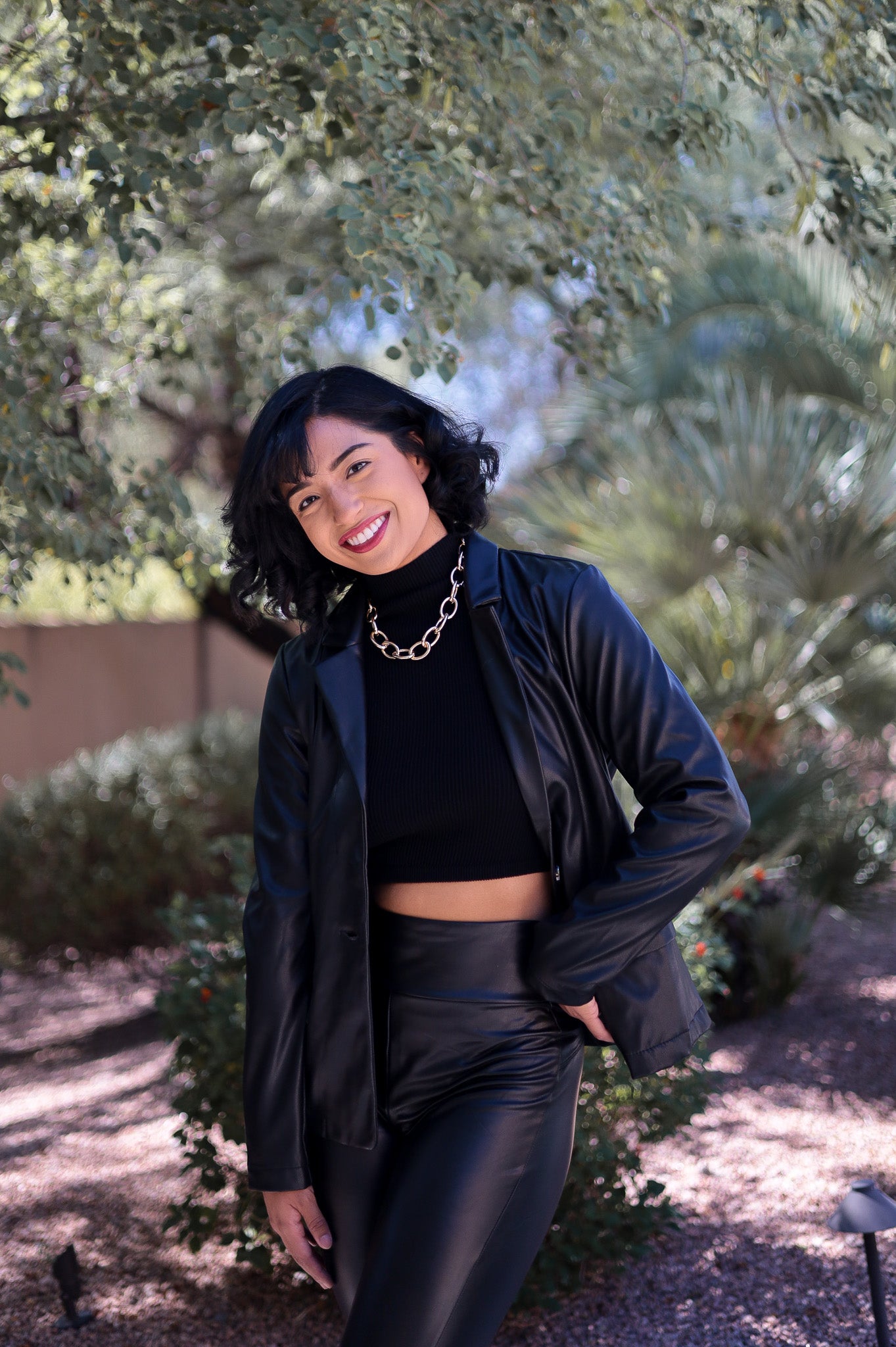 Black - Vegan Leather Blazer Jacket