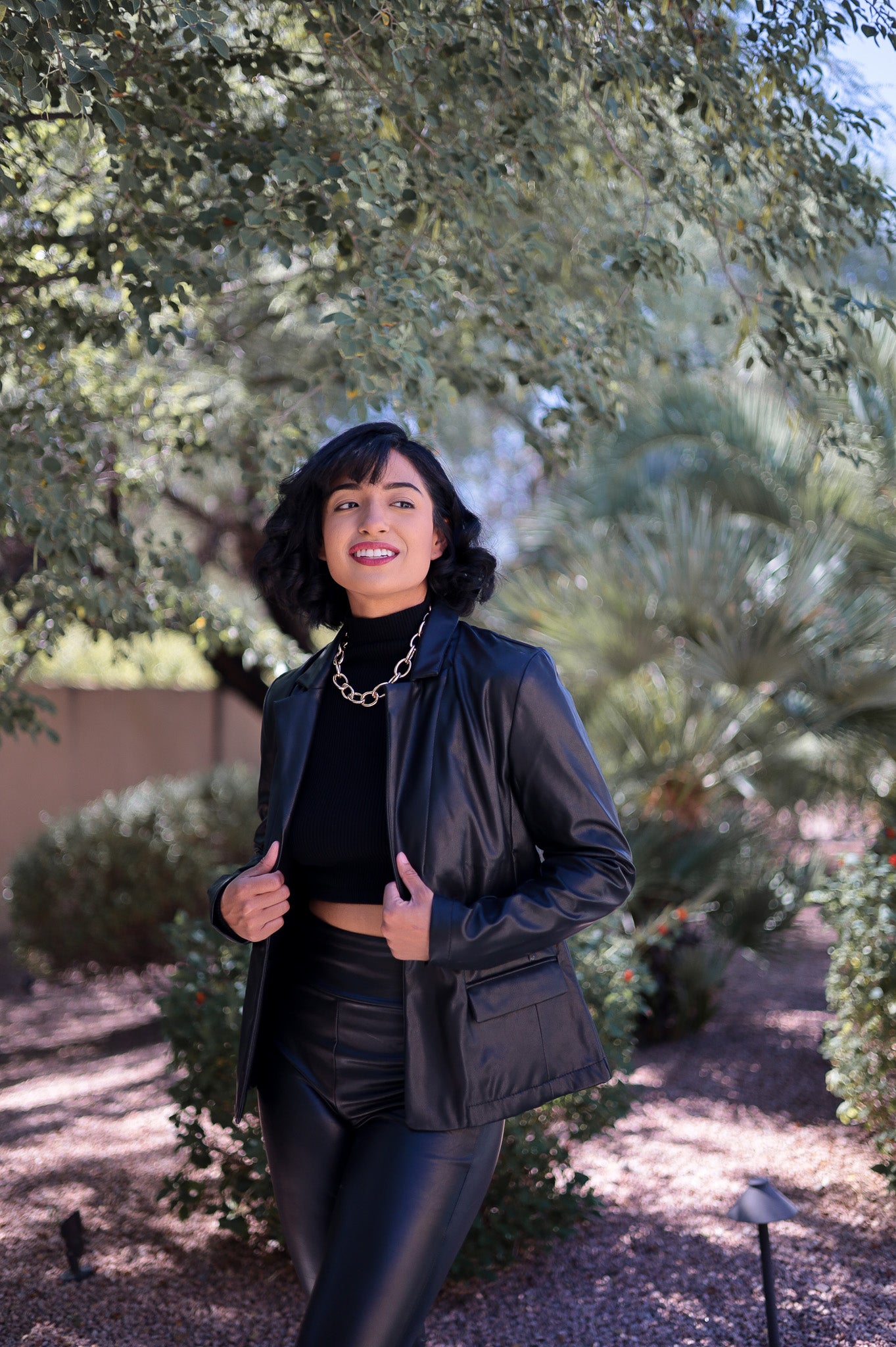 Black - Vegan Leather Blazer Jacket