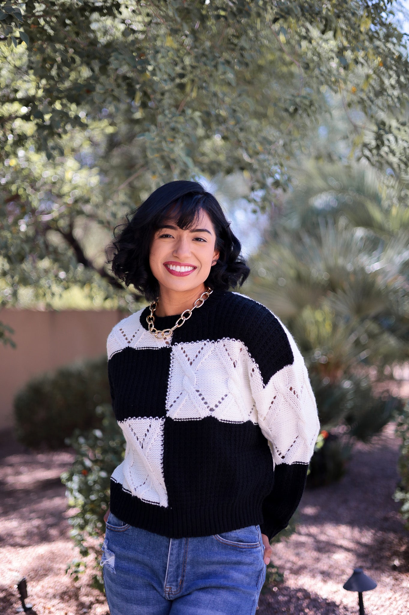 Checkerboard Fall Sweater