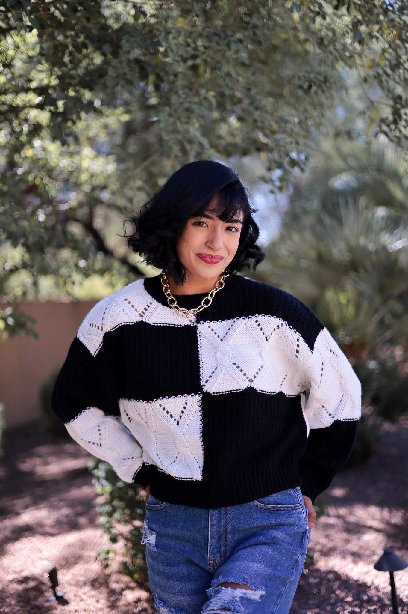 Checkerboard Fall Sweater