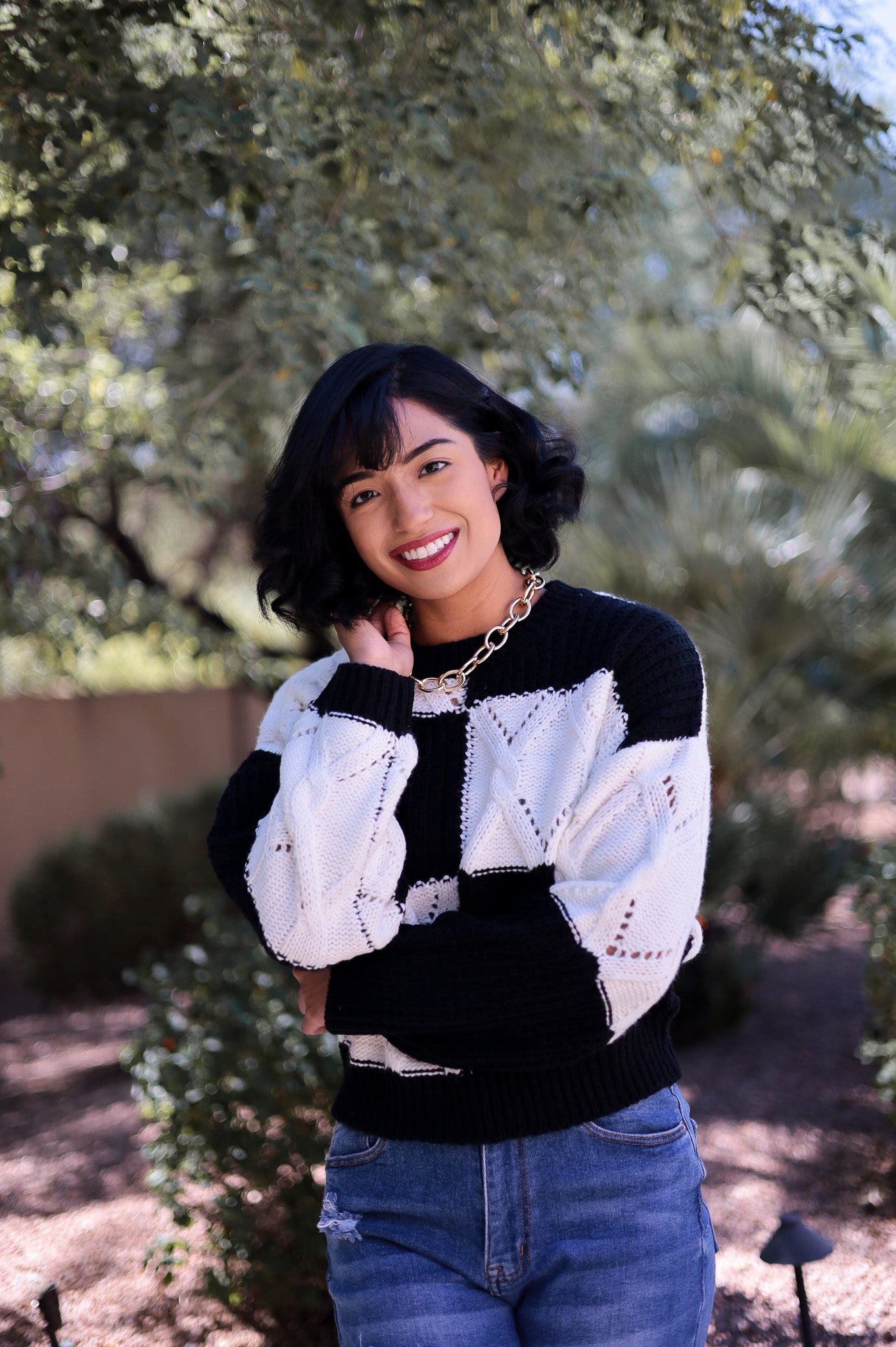 Checkerboard Fall Sweater
