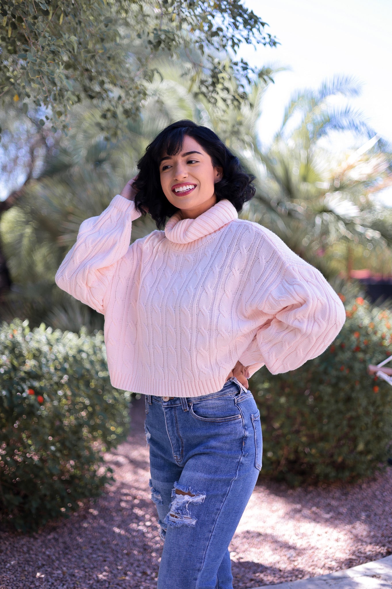 Snowbunny - Knit Cropped Sweater - Turtleneck