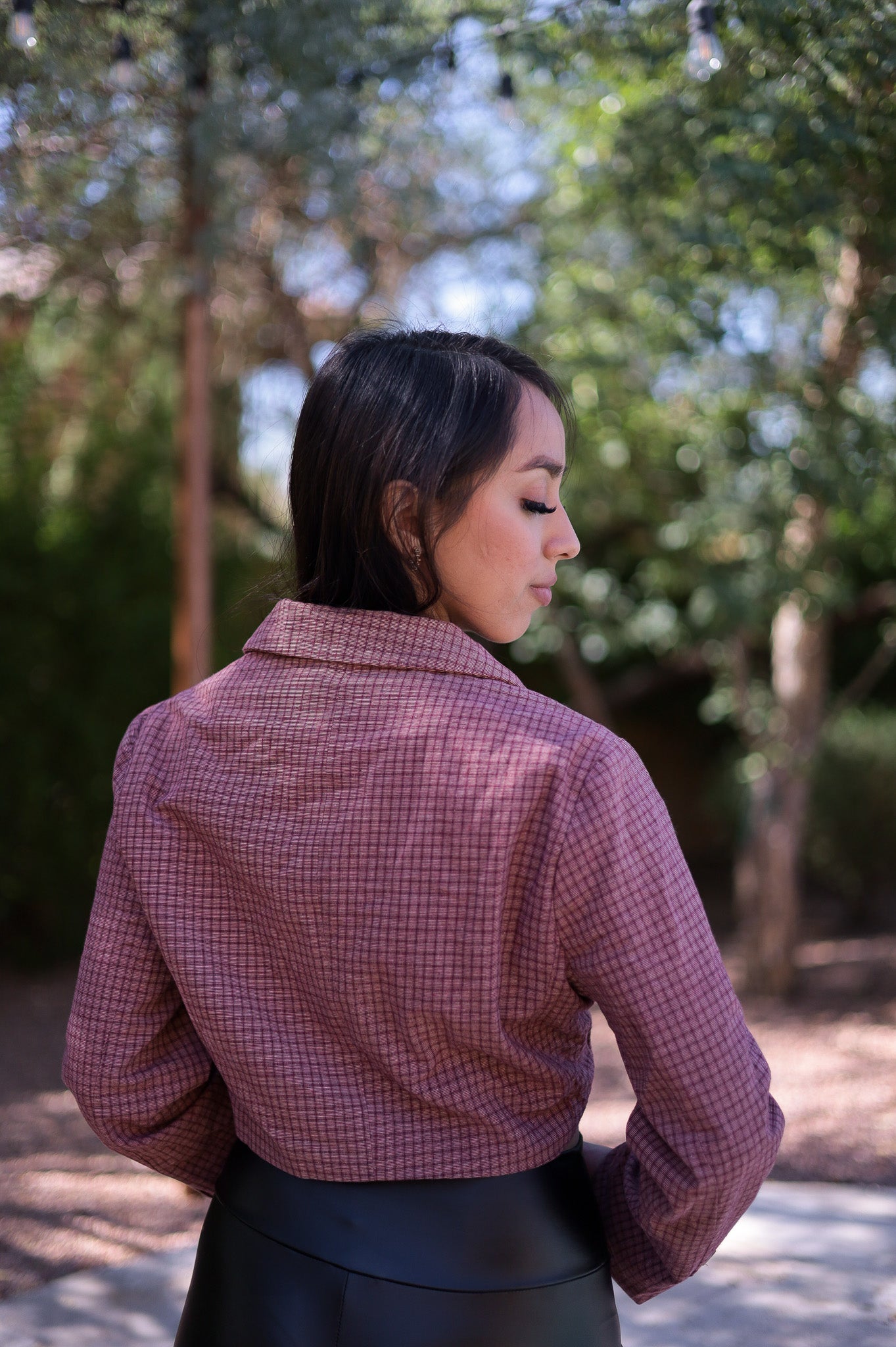Rust Cropped Plaid Blazer