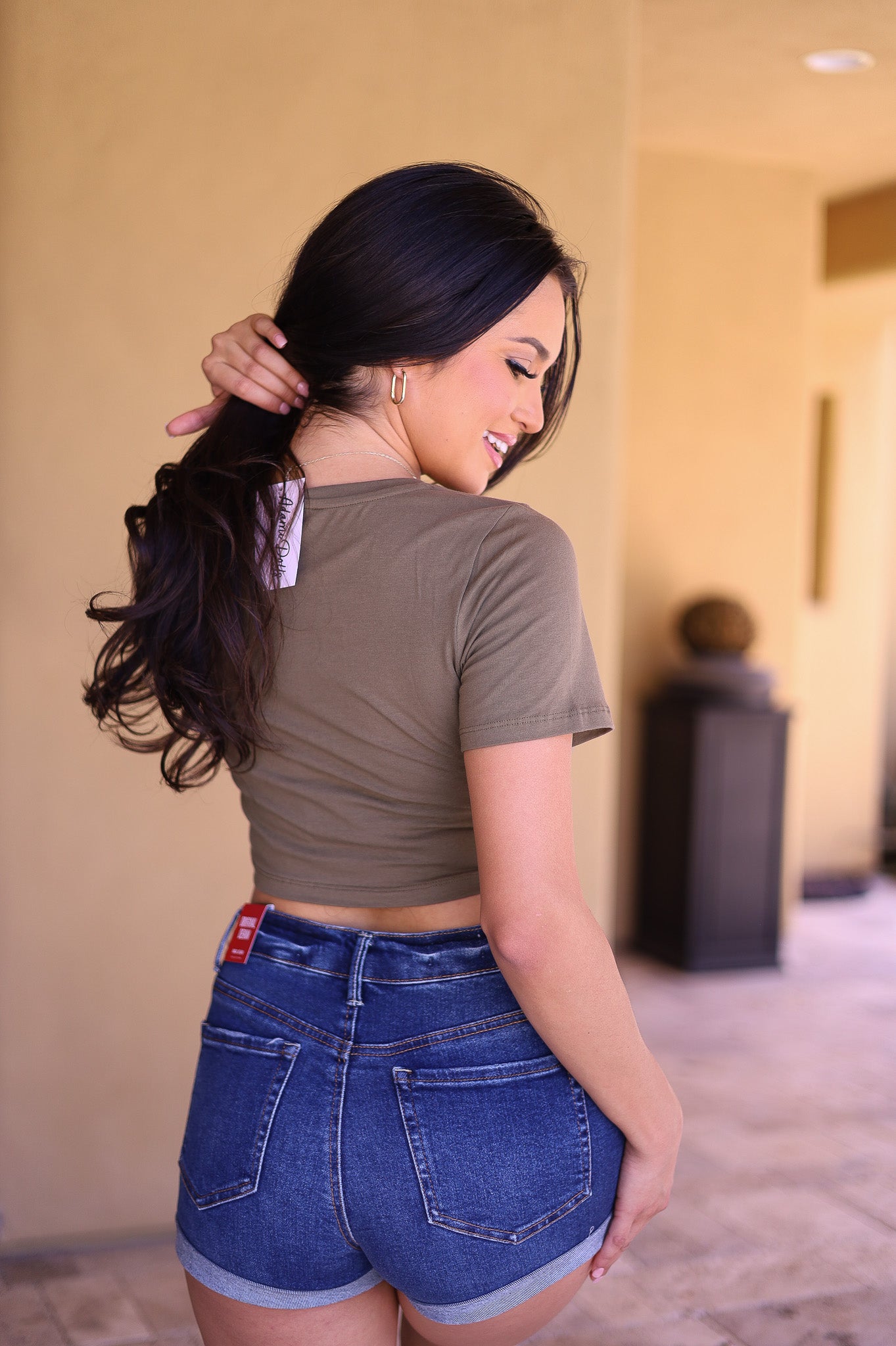 Olive - Thick Pima Cotton Crop Top