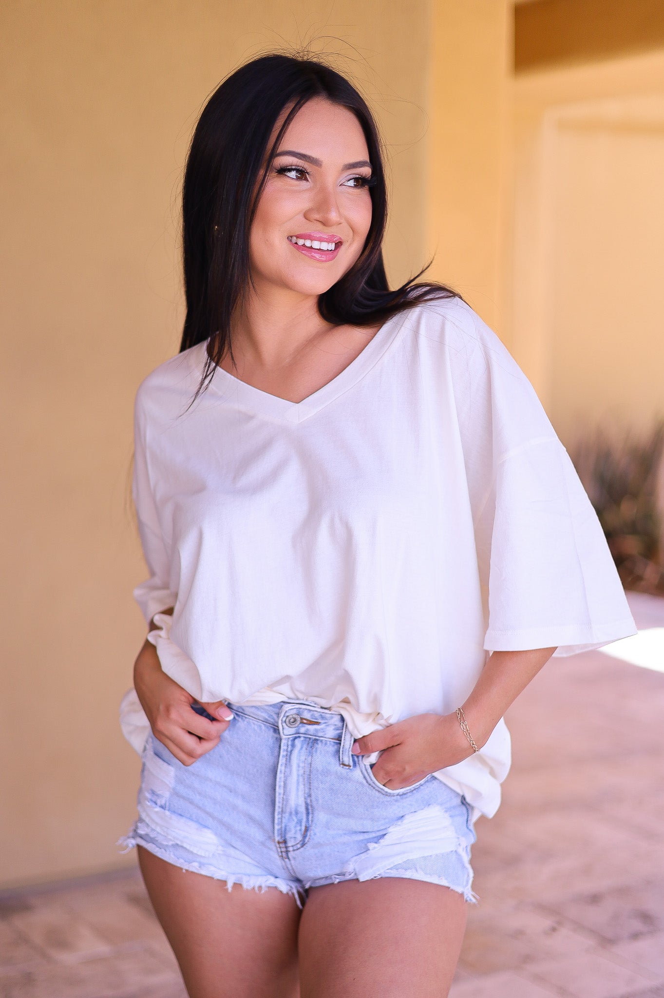 Ivory - Zenana Cotton Drop Shoulder Boyfriend Box Tee - Oversized