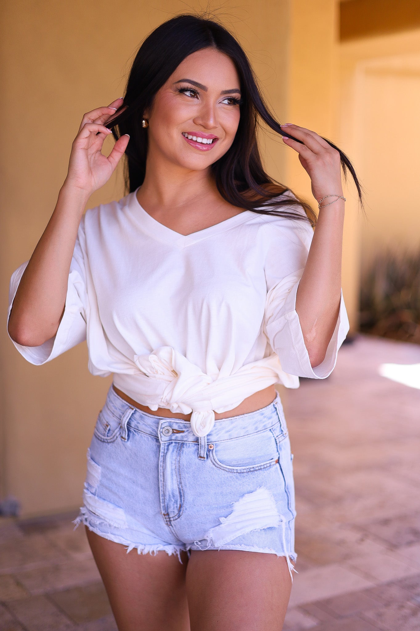 Ivory - Zenana Cotton Drop Shoulder Boyfriend Box Tee - Oversized