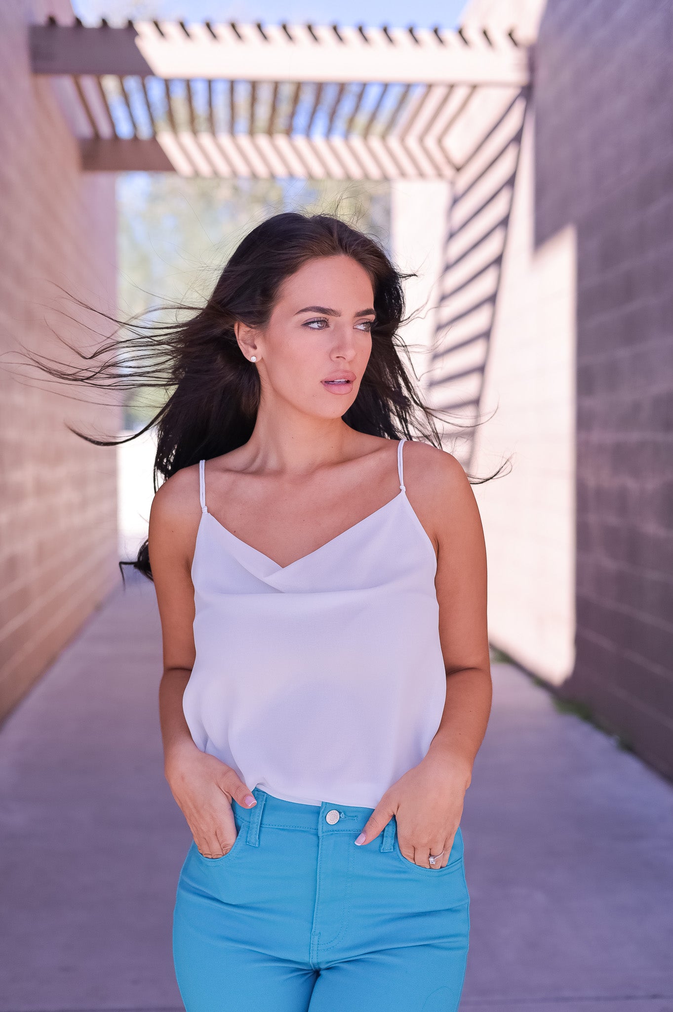 White - Vivian Cowl Top