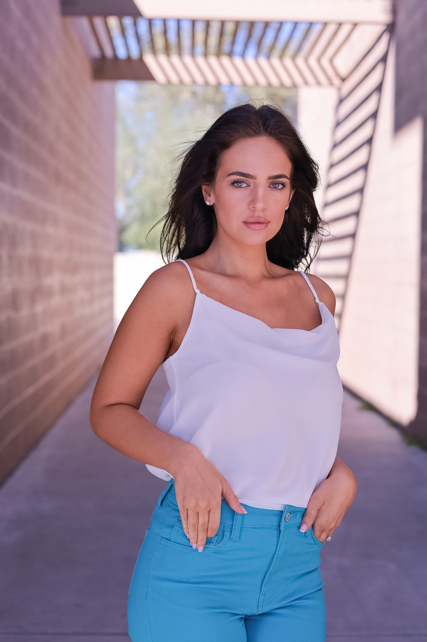 White - Vivian Cowl Top