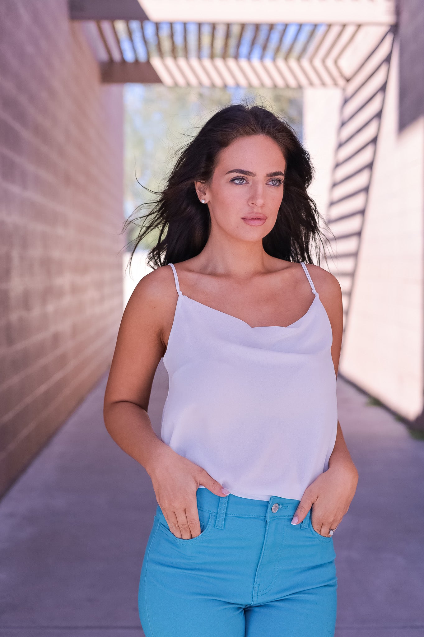 White - Vivian Cowl Top