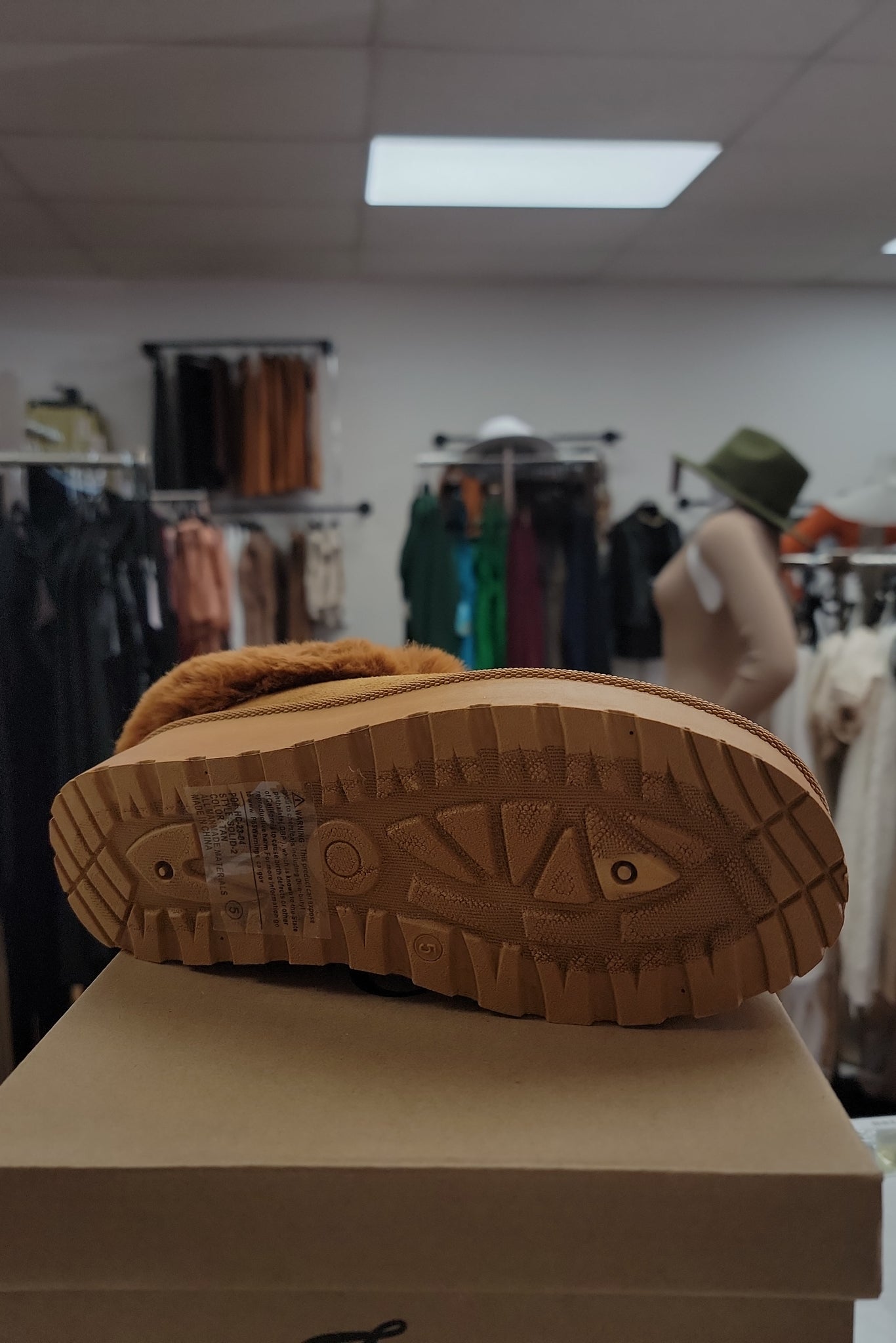 Fur Platform Camel Slipper Boots