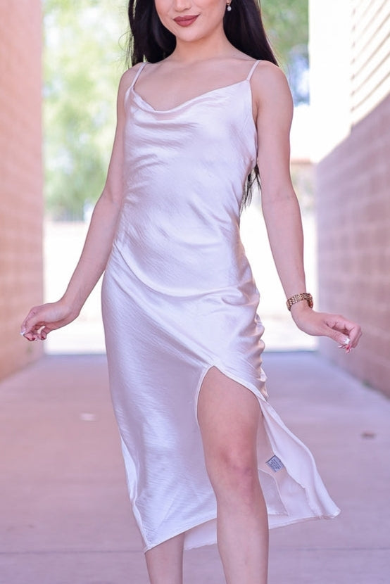 Ivory - Pearly Satin Midi Dress