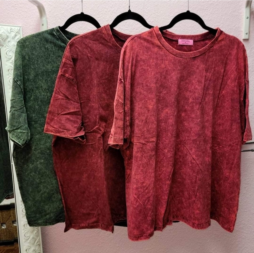 Zenana Acid Wash Oversized Boxy Tee