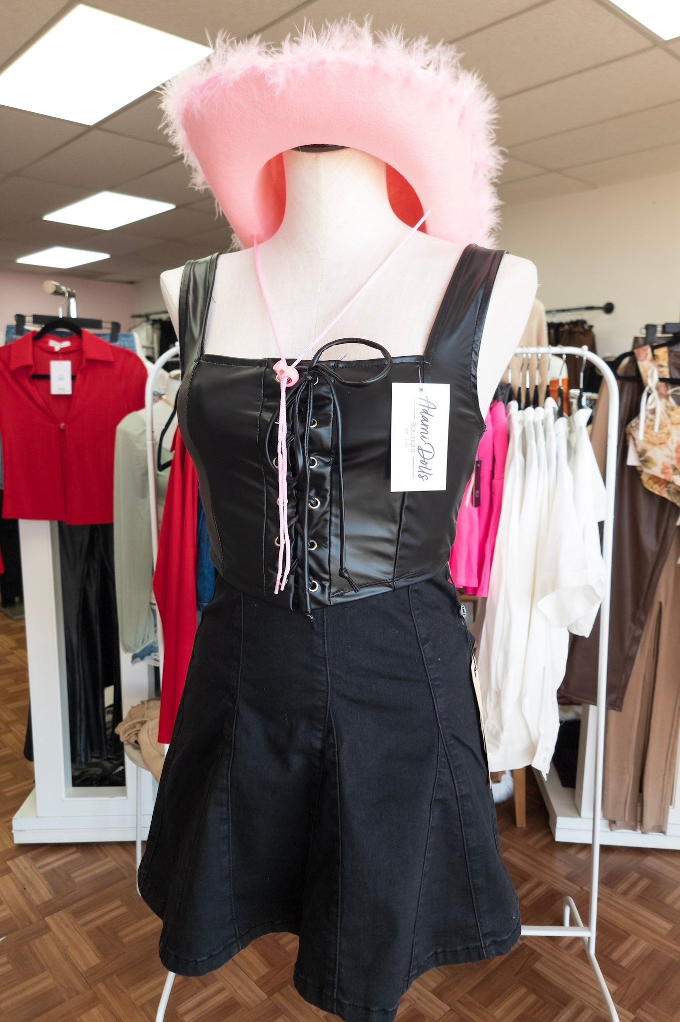 Black - Run It Leather Bustier Corset Top