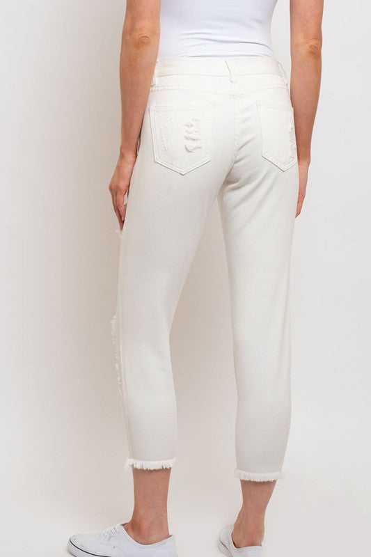 (S, M) White - Girlfriend Jeans