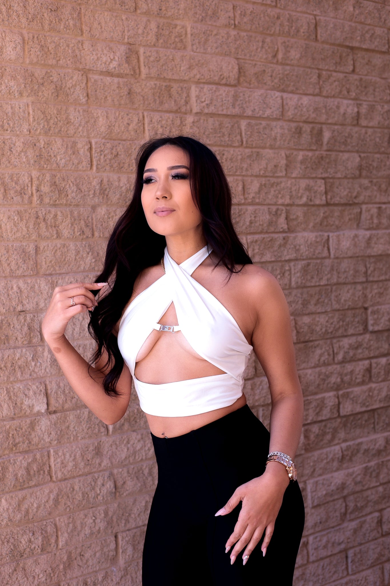 (L) White - Dificil Halter Top
