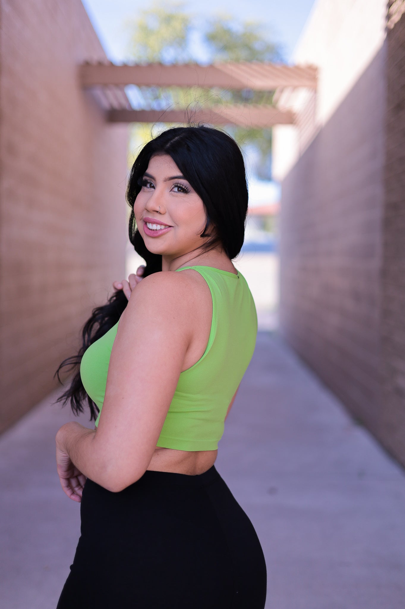 Janny High Neck Neon Crop Tank