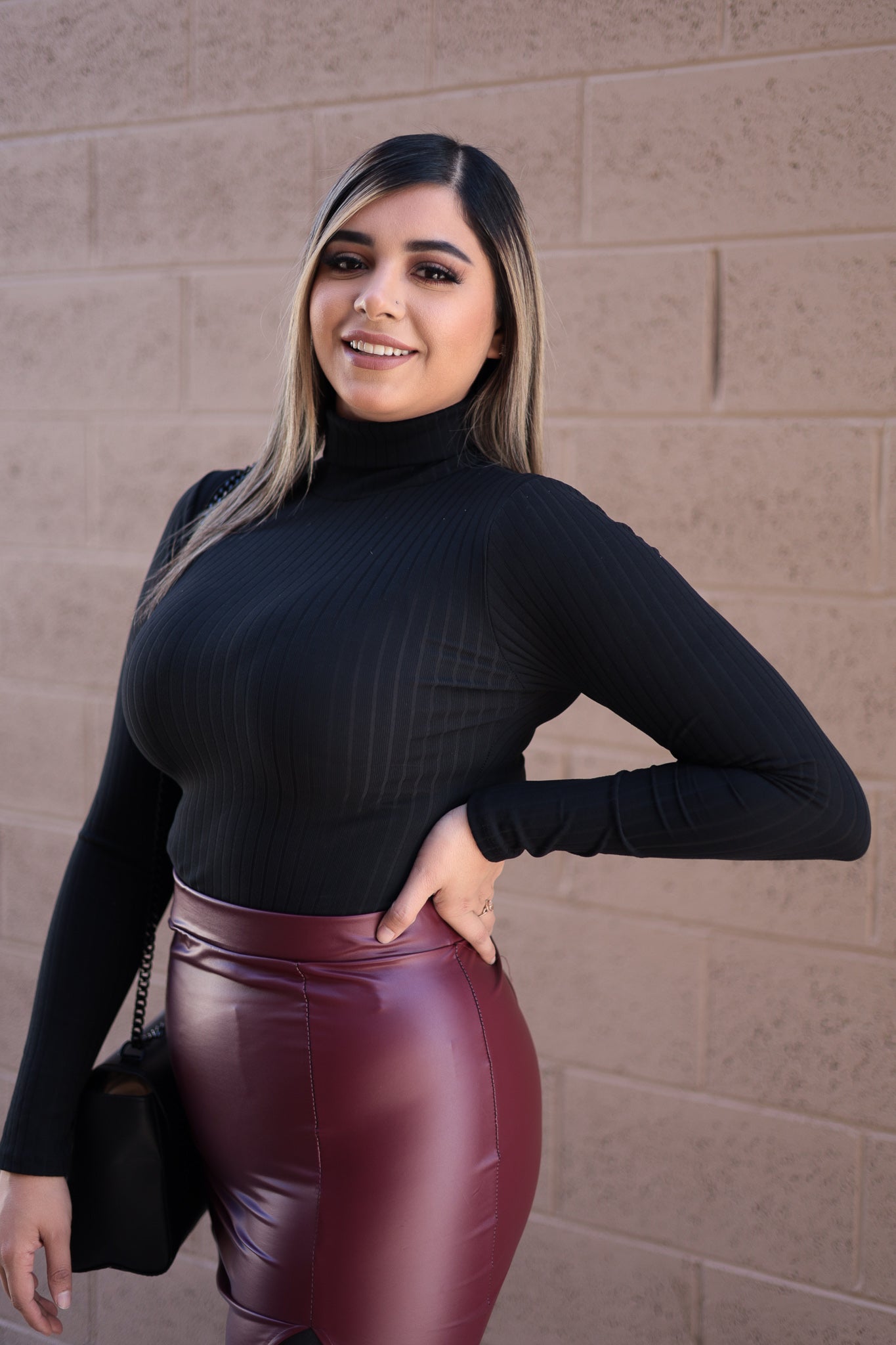 Black - Sam - Turtleneck Mock Neck Bodysuit