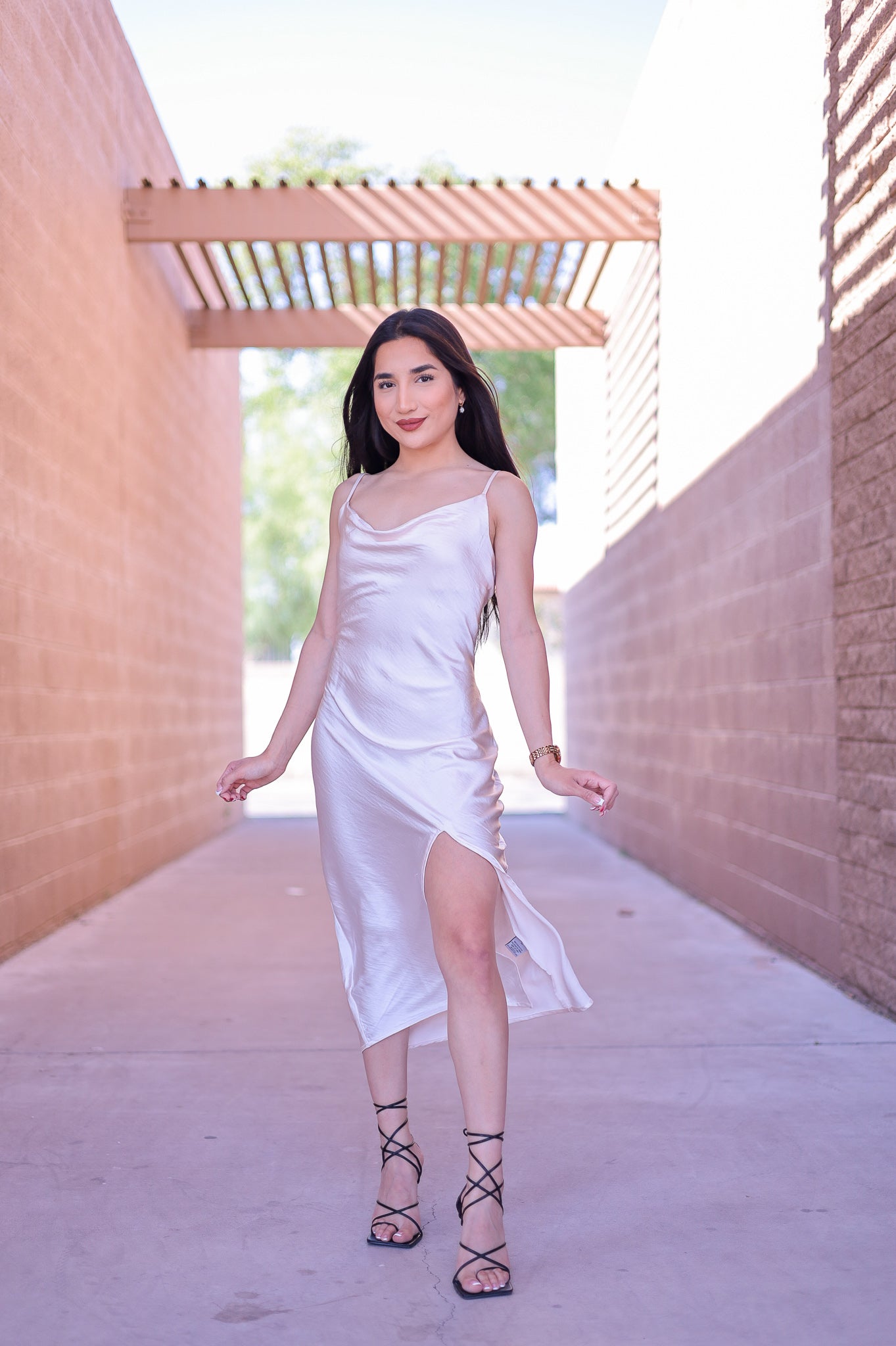 Ivory - Pearly Satin Midi Dress