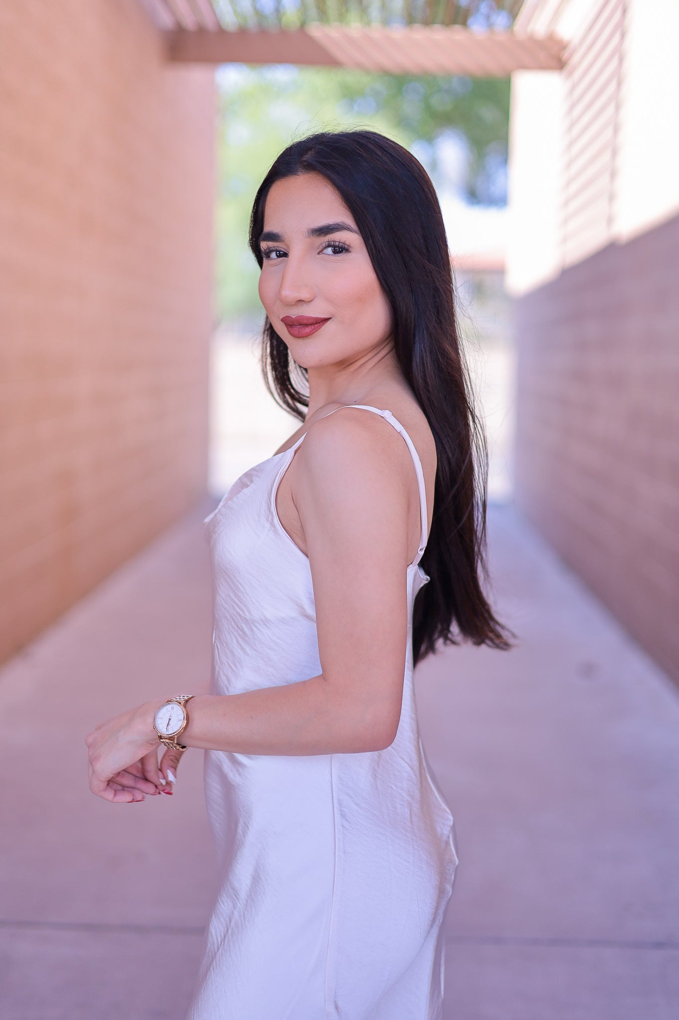 Ivory - Pearly Satin Midi Dress