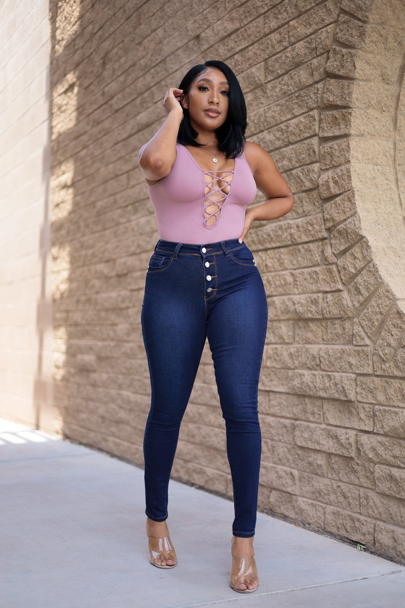 Mauve - Serena Criss-Cross Bodysuit
