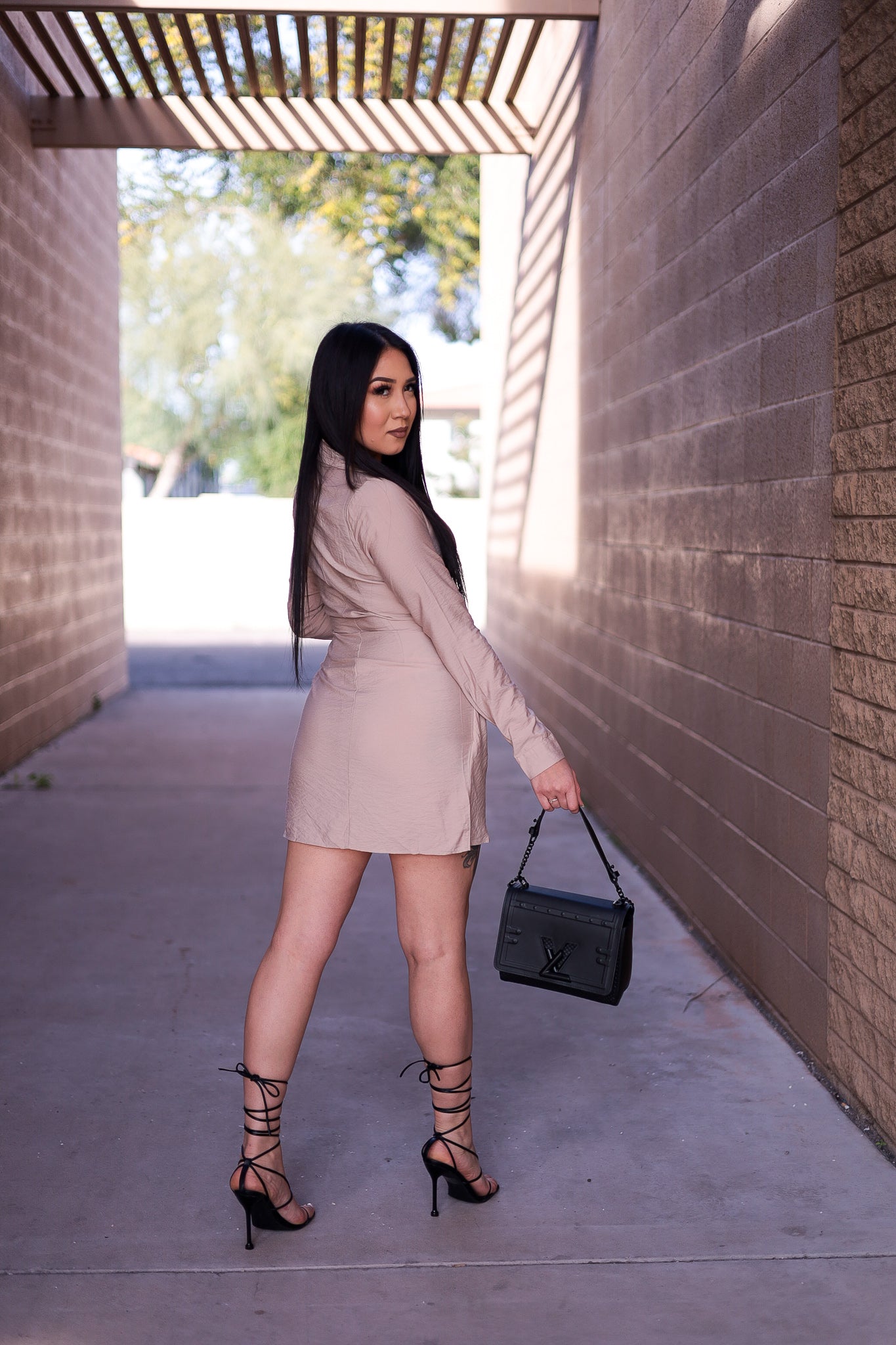 Tan - I'm Ready Wrap Dress