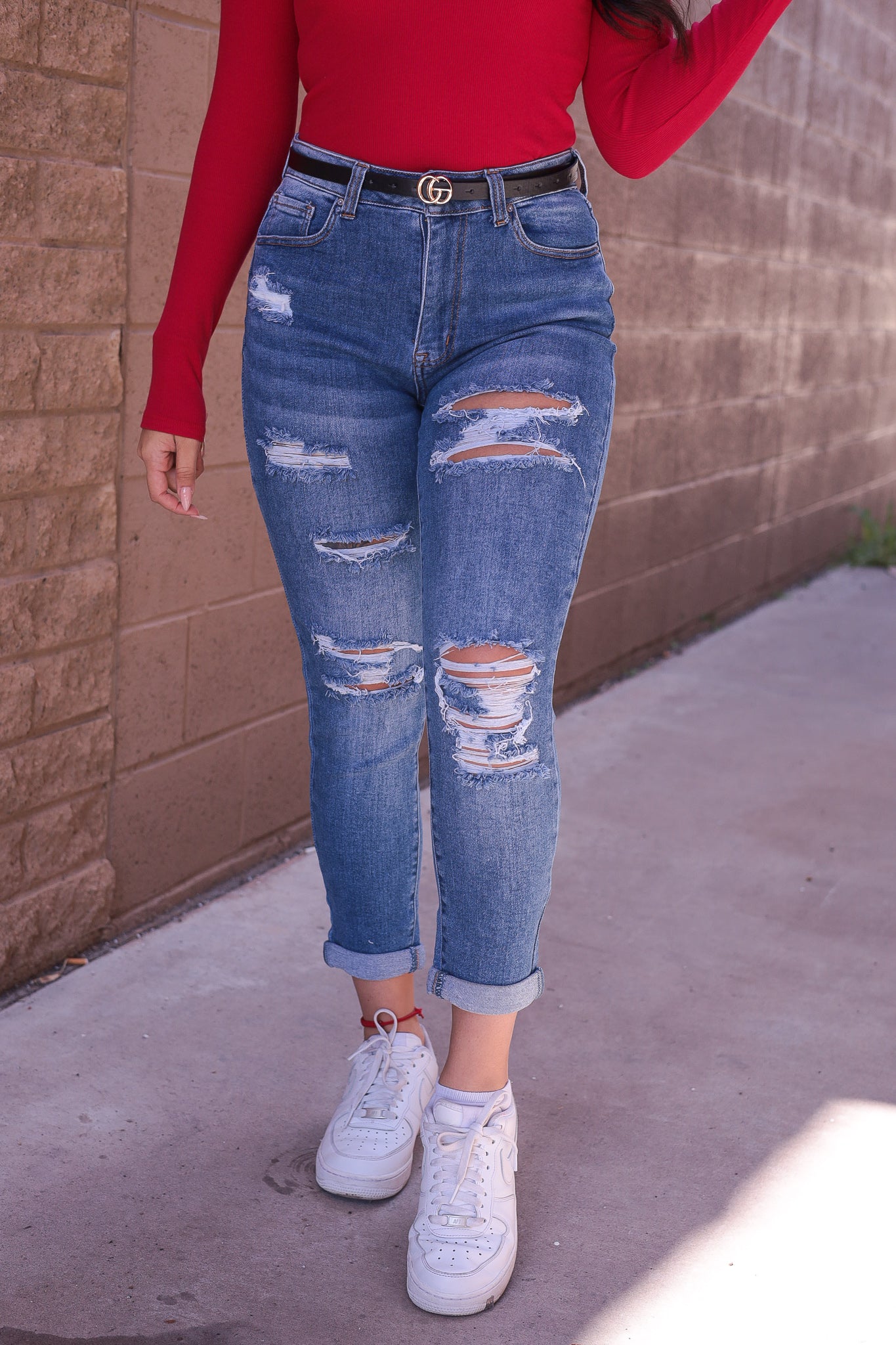 Cuffed Medium Wash Jeans