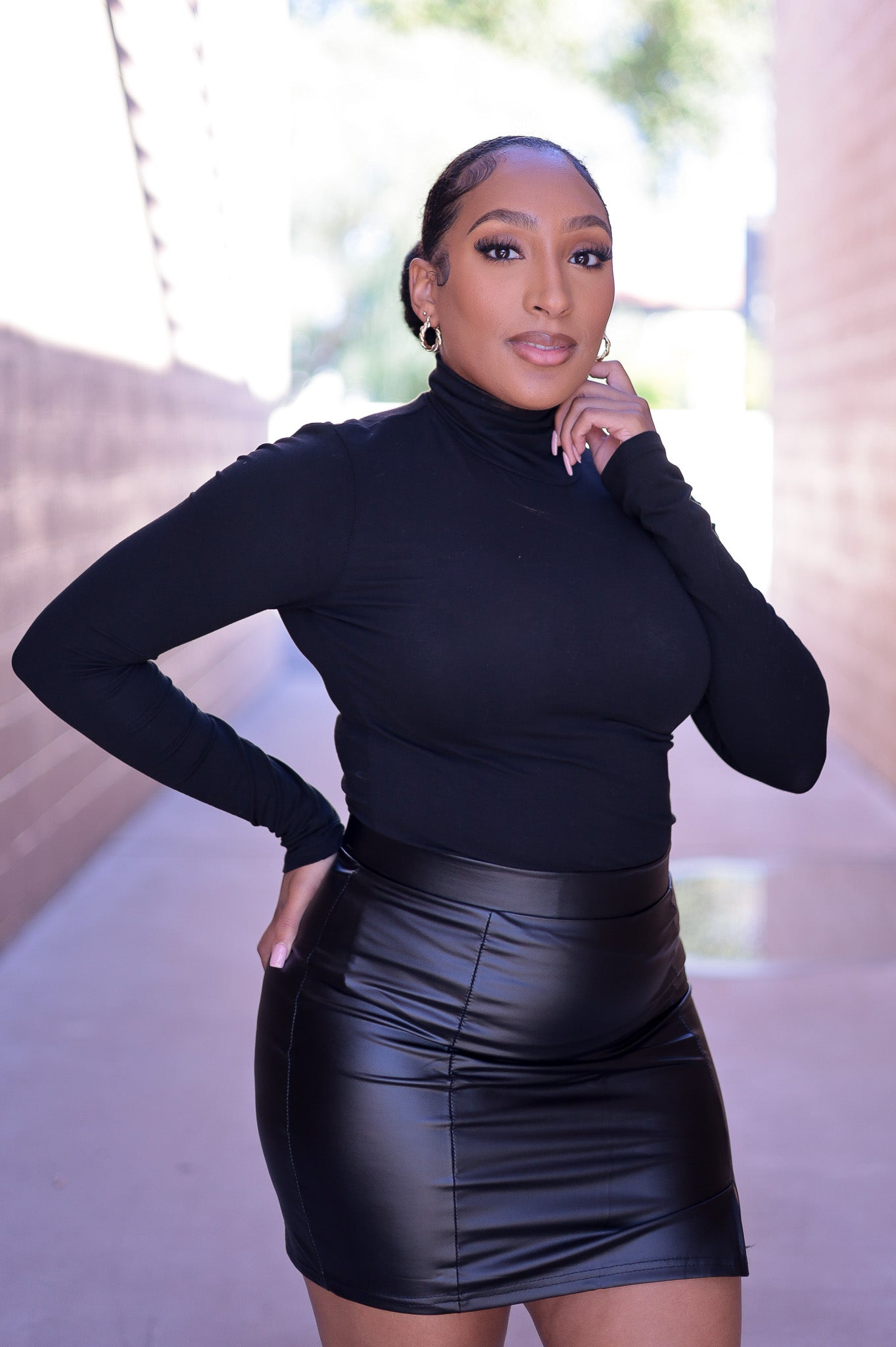 (S) Black - Dakota Leather Skirt with Slit