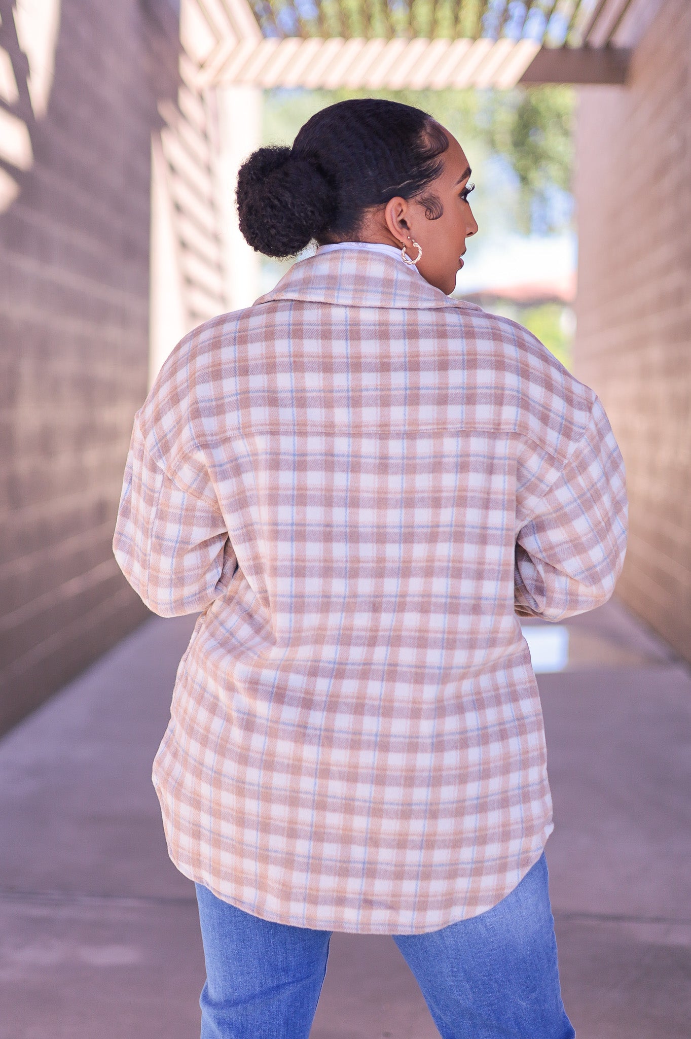Beige - Lola Thick Plaid Flannel Shacket