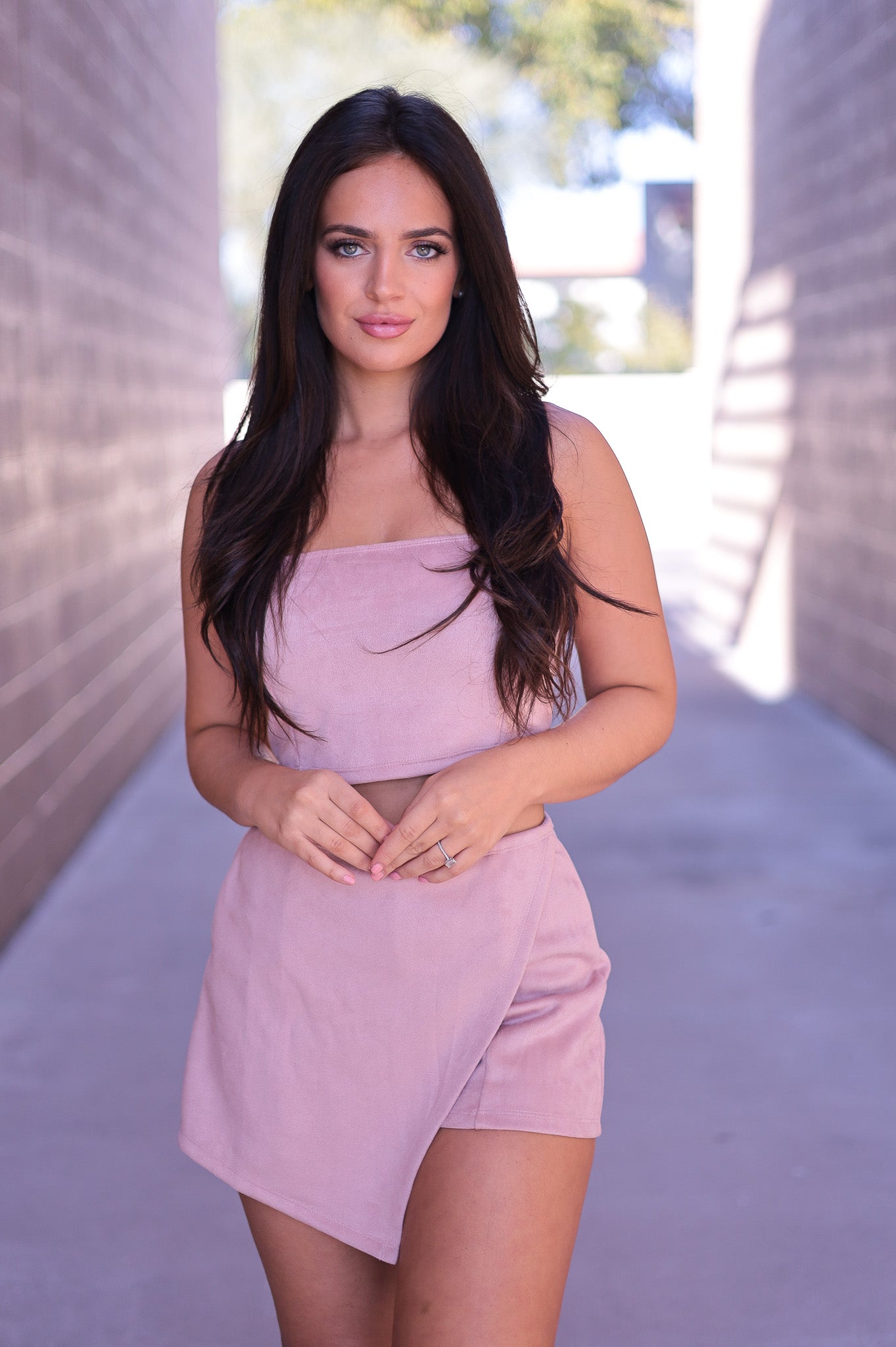 Mauve Suede Skirt Set