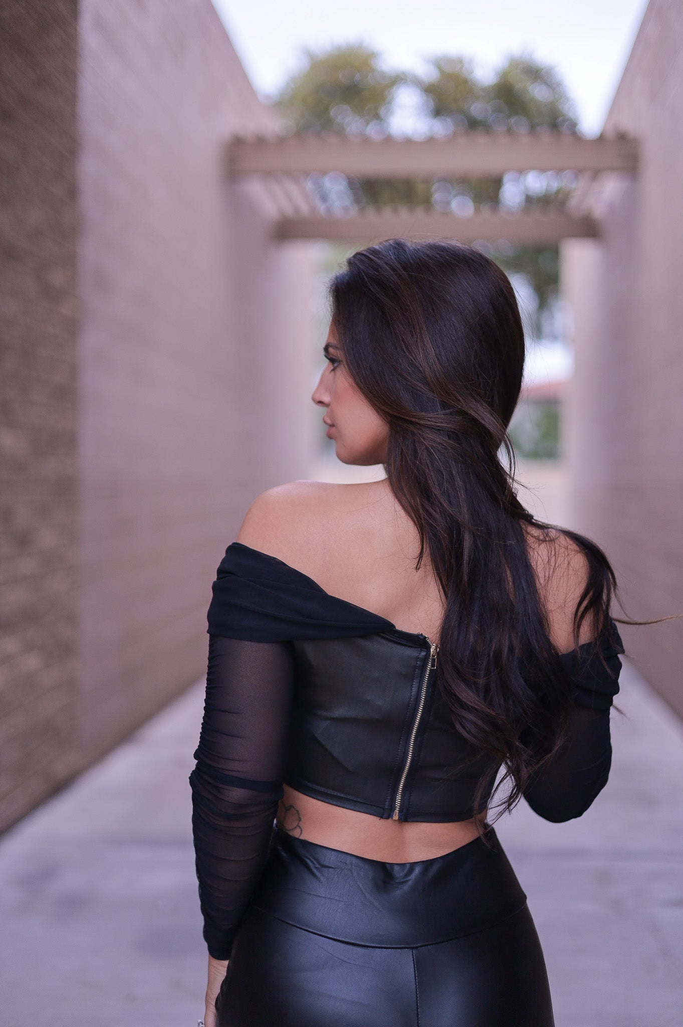 Black - Scandal Off Shoulder Corset Style Top