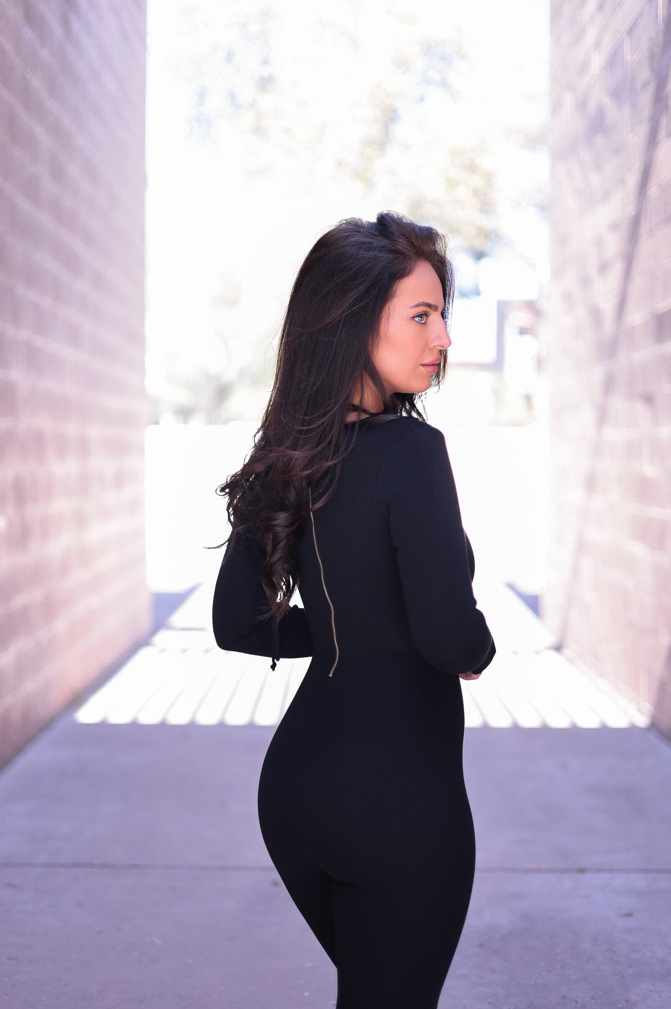 Black - Infinite Attraction Bandage Long Sleeve Jumpsuit