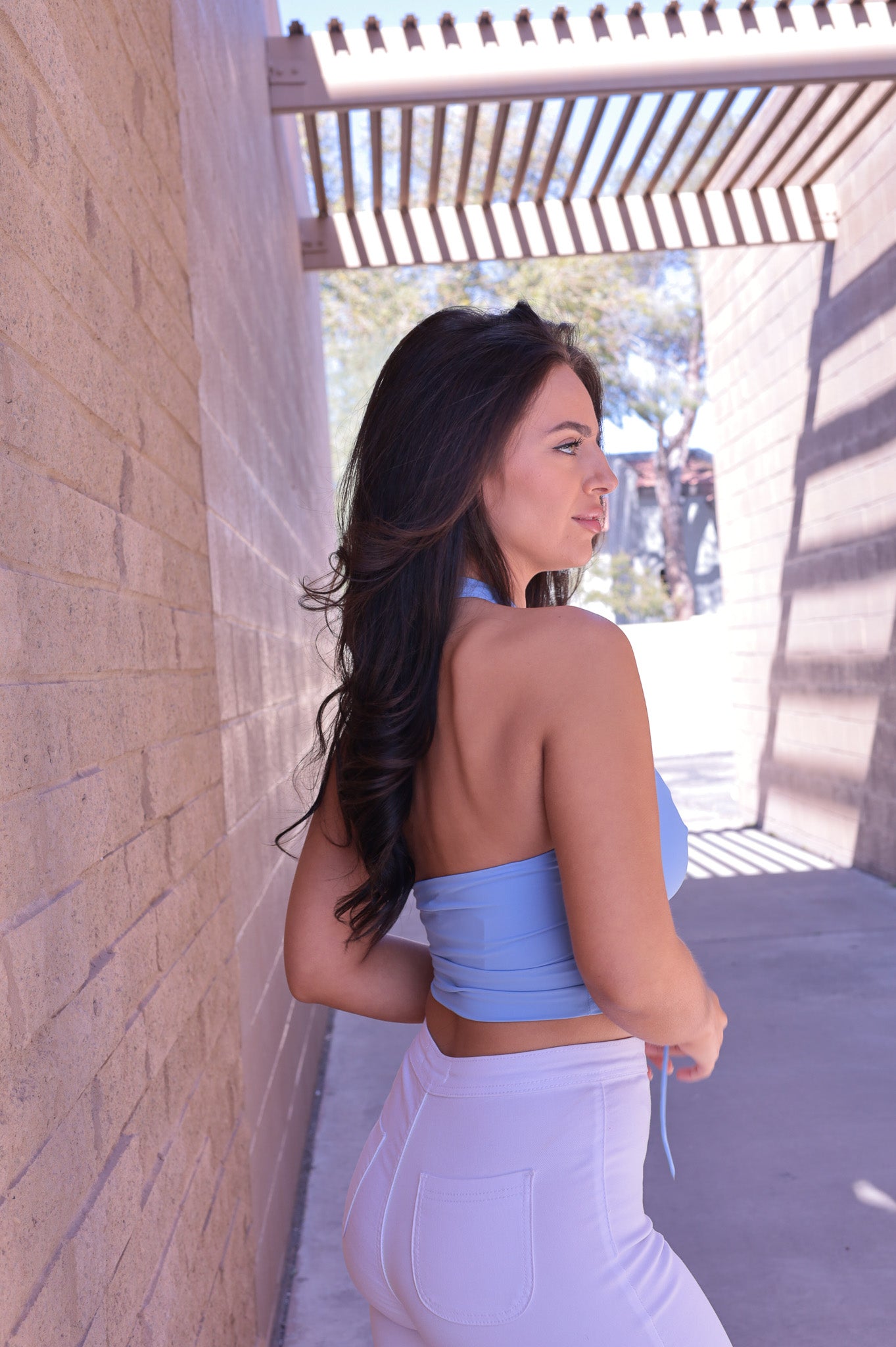 Light Blue - On My Mind Halter Crop Top