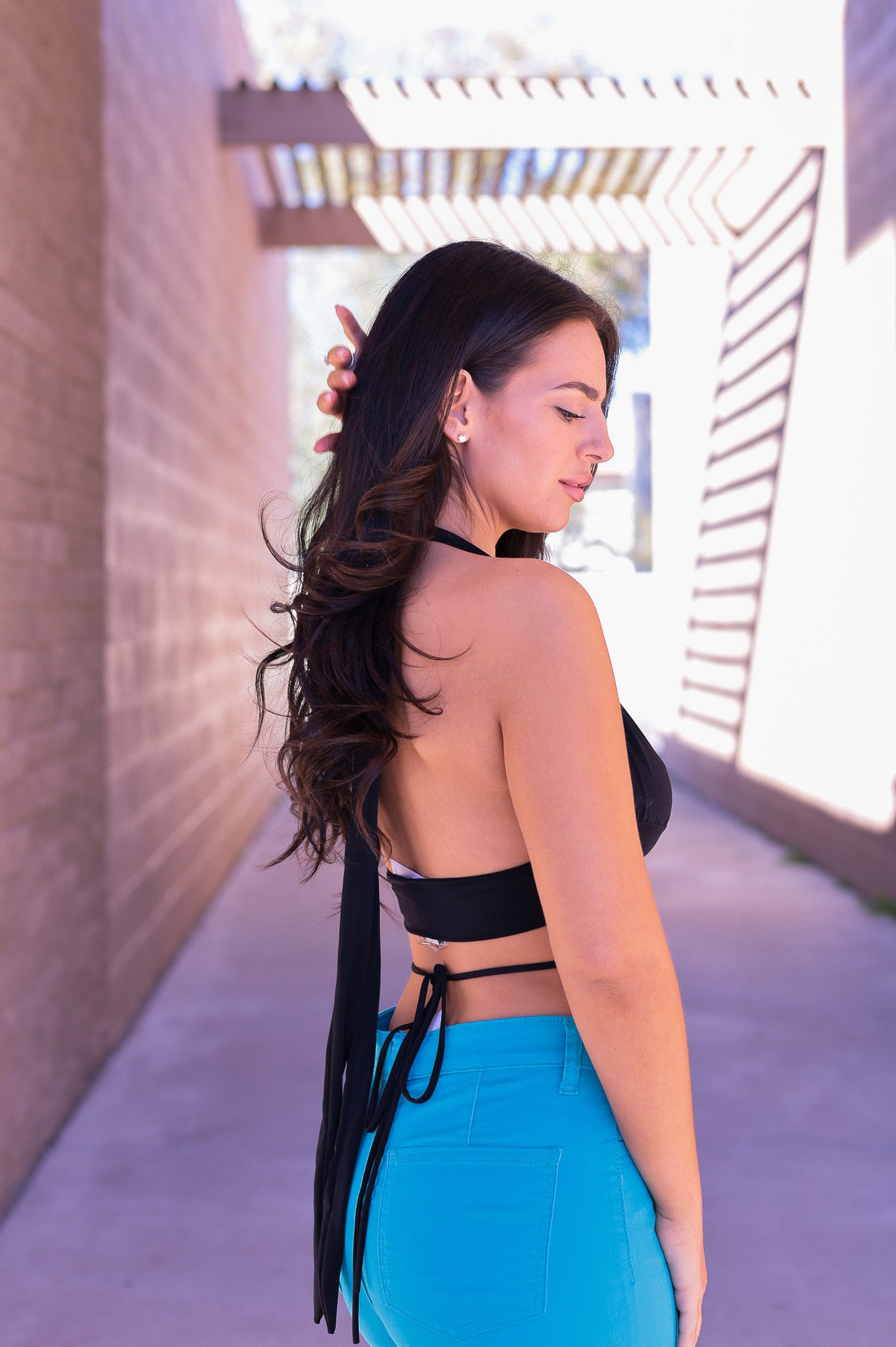 Black - Maddie Halter Crop Top