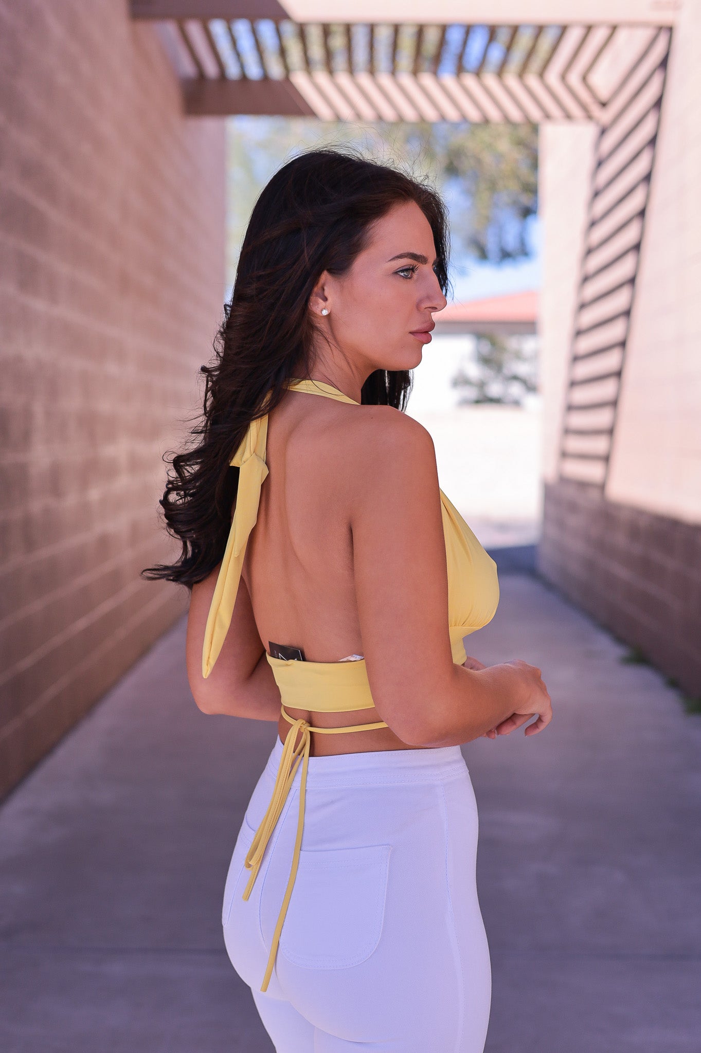 Yellow - Maddie Halter Crop Top