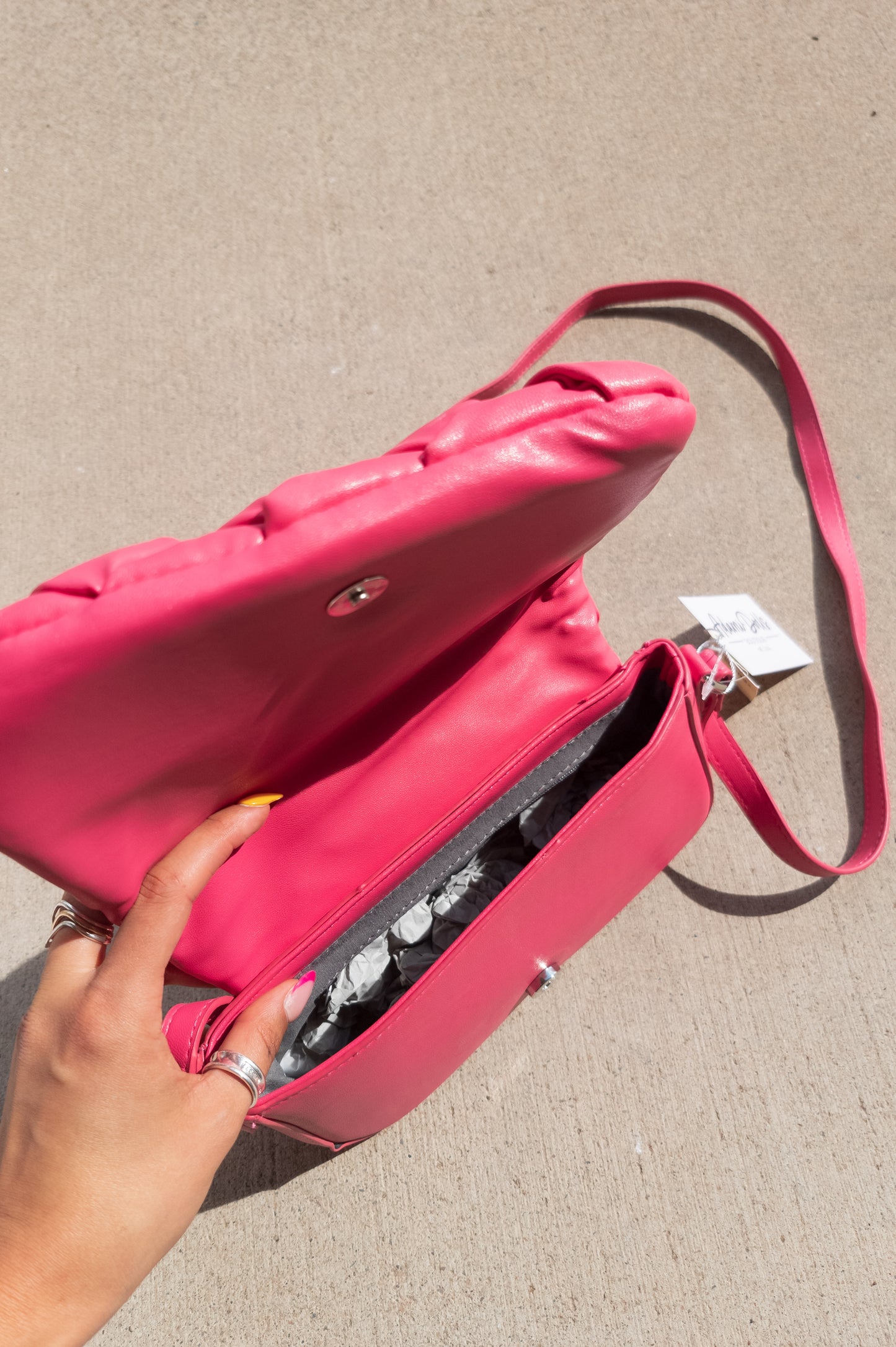 Hot Pink Braided Cross Body Bag