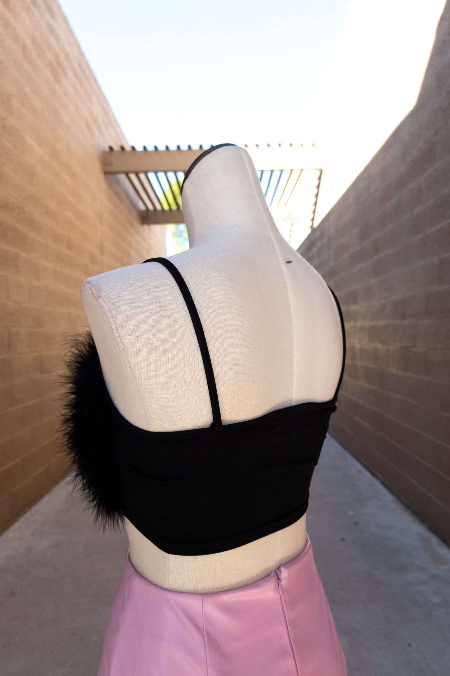 Black - I'm HER Feather Crop Top