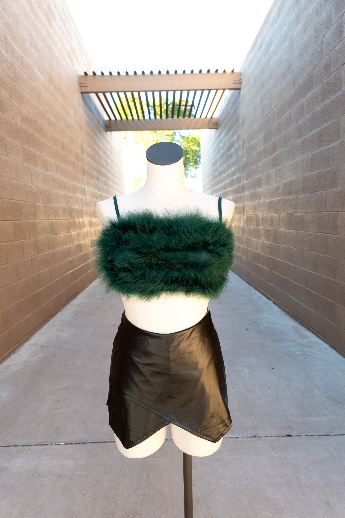 Hunter Green - I'm HER Feather Crop Top