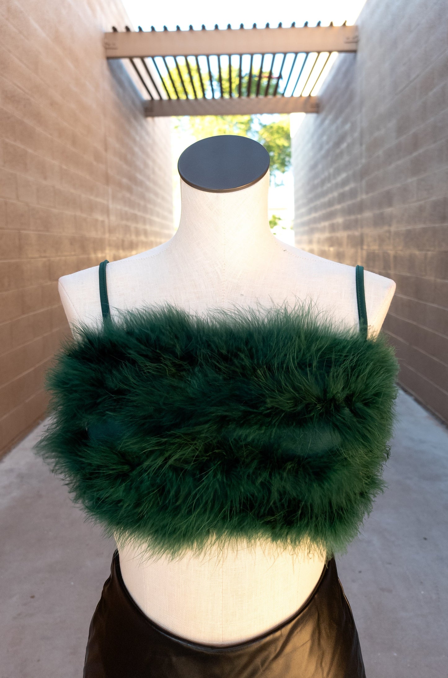 Hunter Green - I'm HER Feather Crop Top