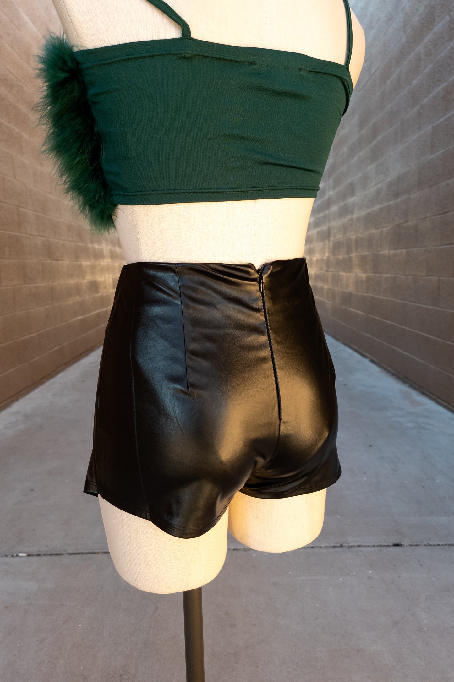 Hunter Green - I'm HER Feather Crop Top