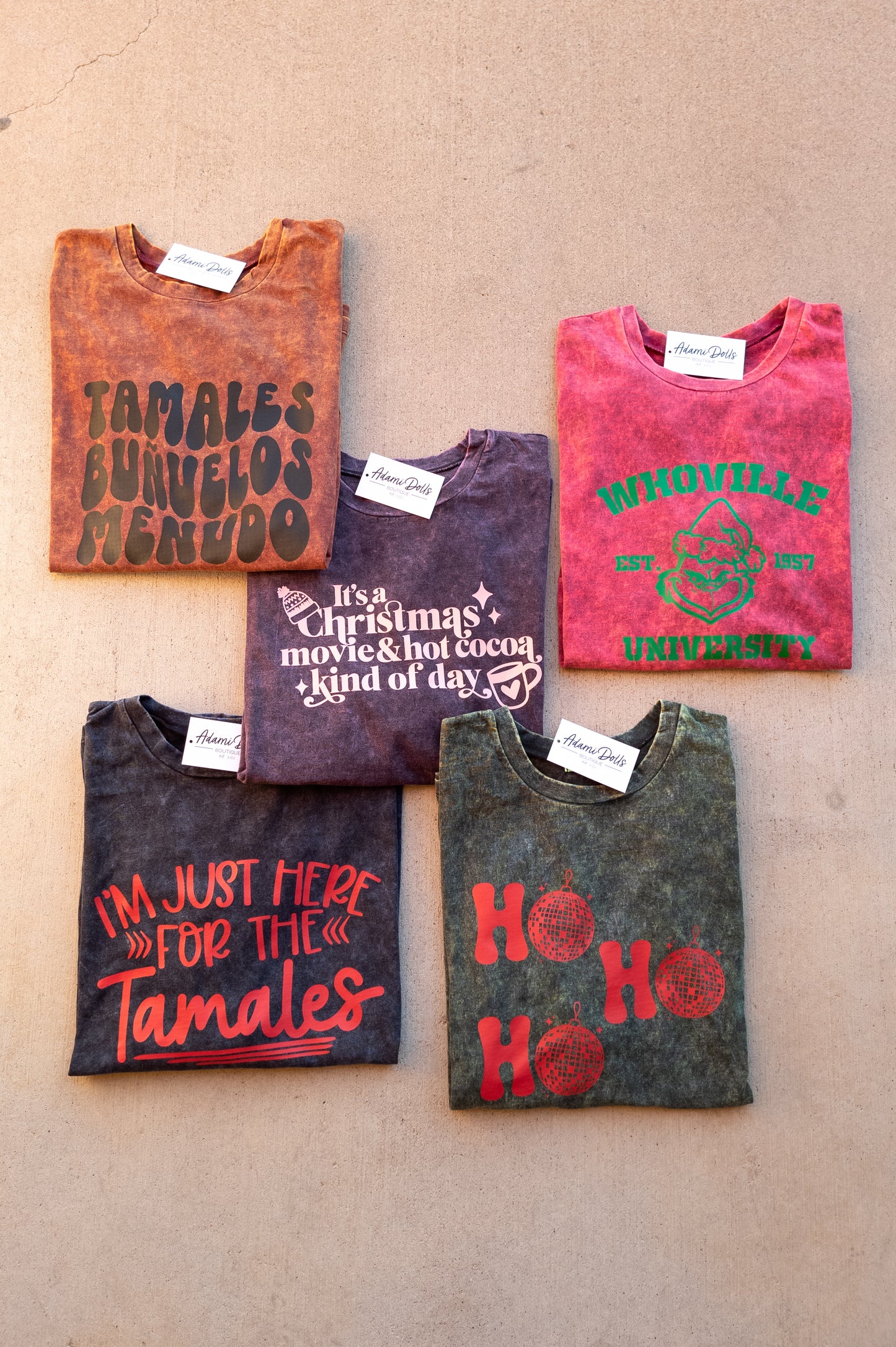 Christmas Graphic Tees - Acid Washed Oversized Tee - Zenana Acid Wash Tees T Shirts